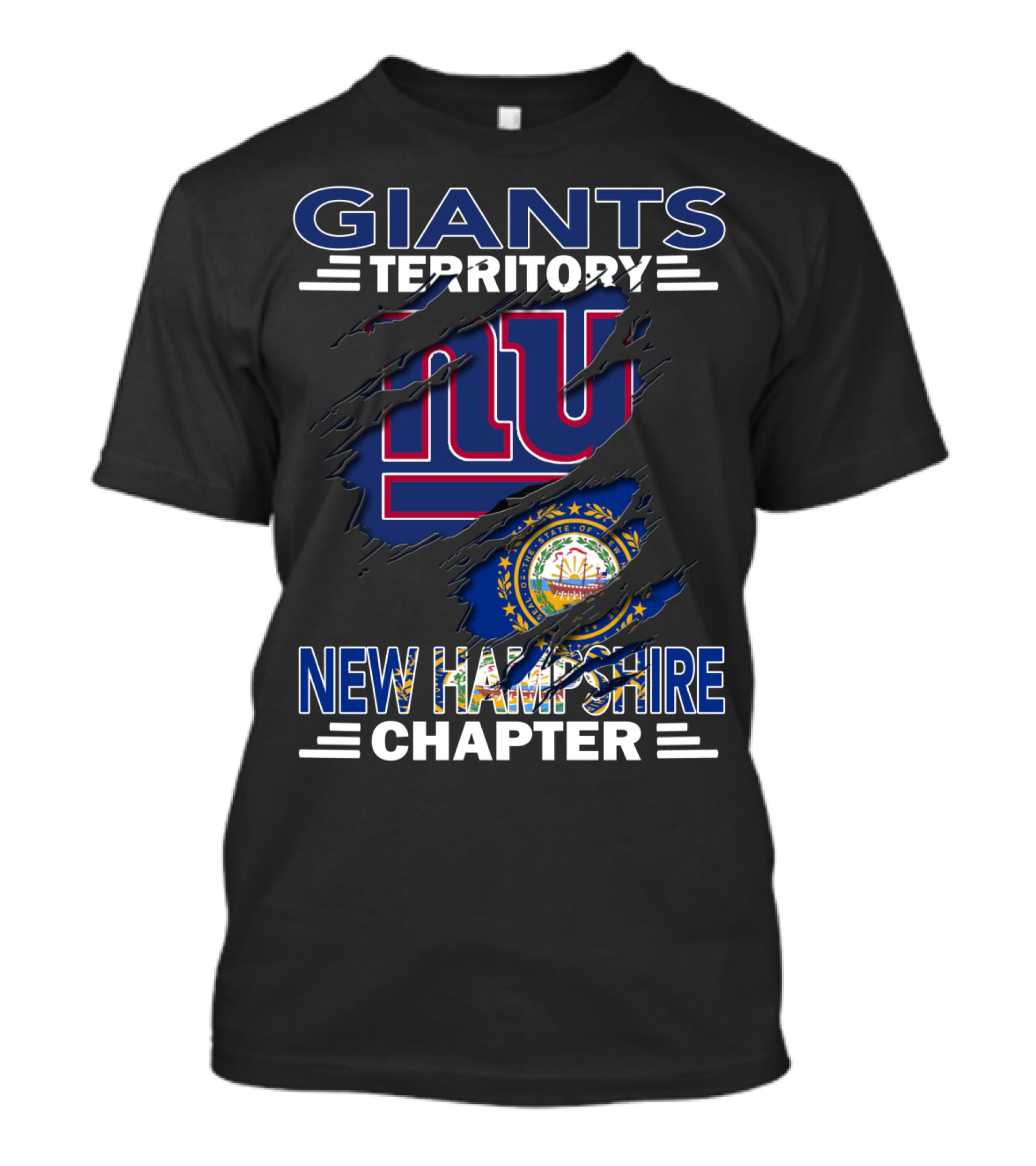 Giants Territory New Hampshire Chapter NFL Giants Logo New Hampshire Flag T-Shirt