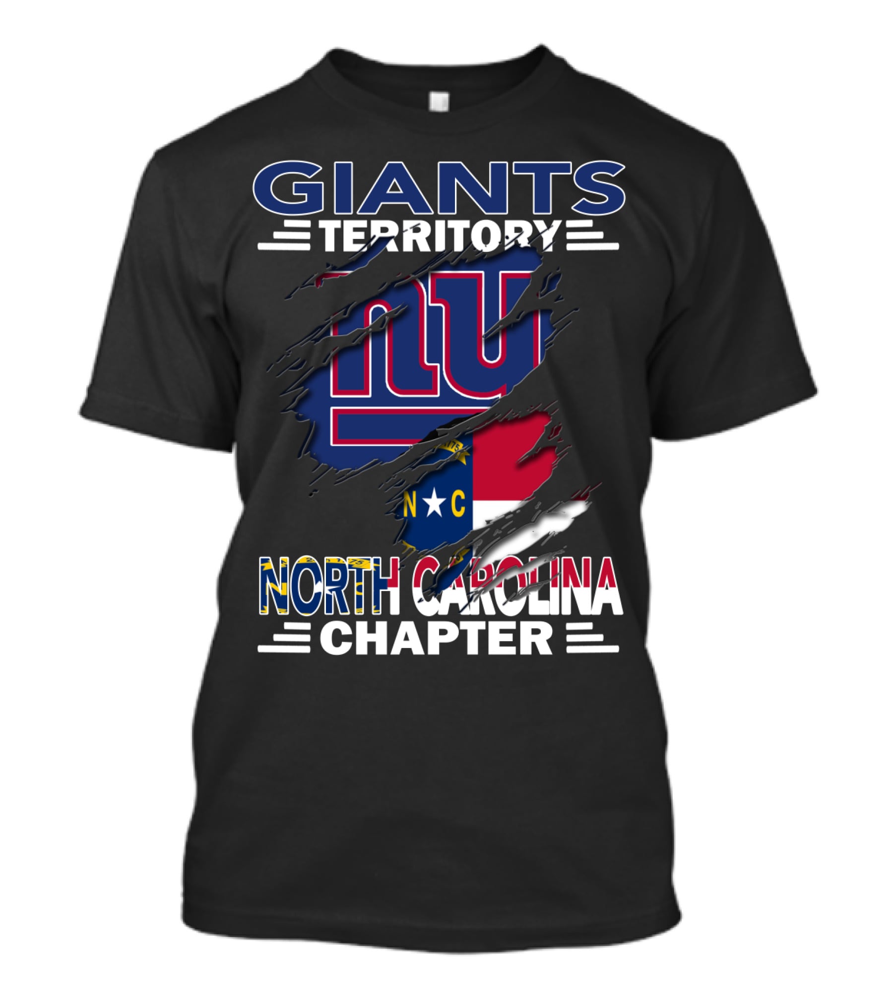 Giants Territory North Carolina Chapter NY Giants Logo North Carolina Flag T-Shirt