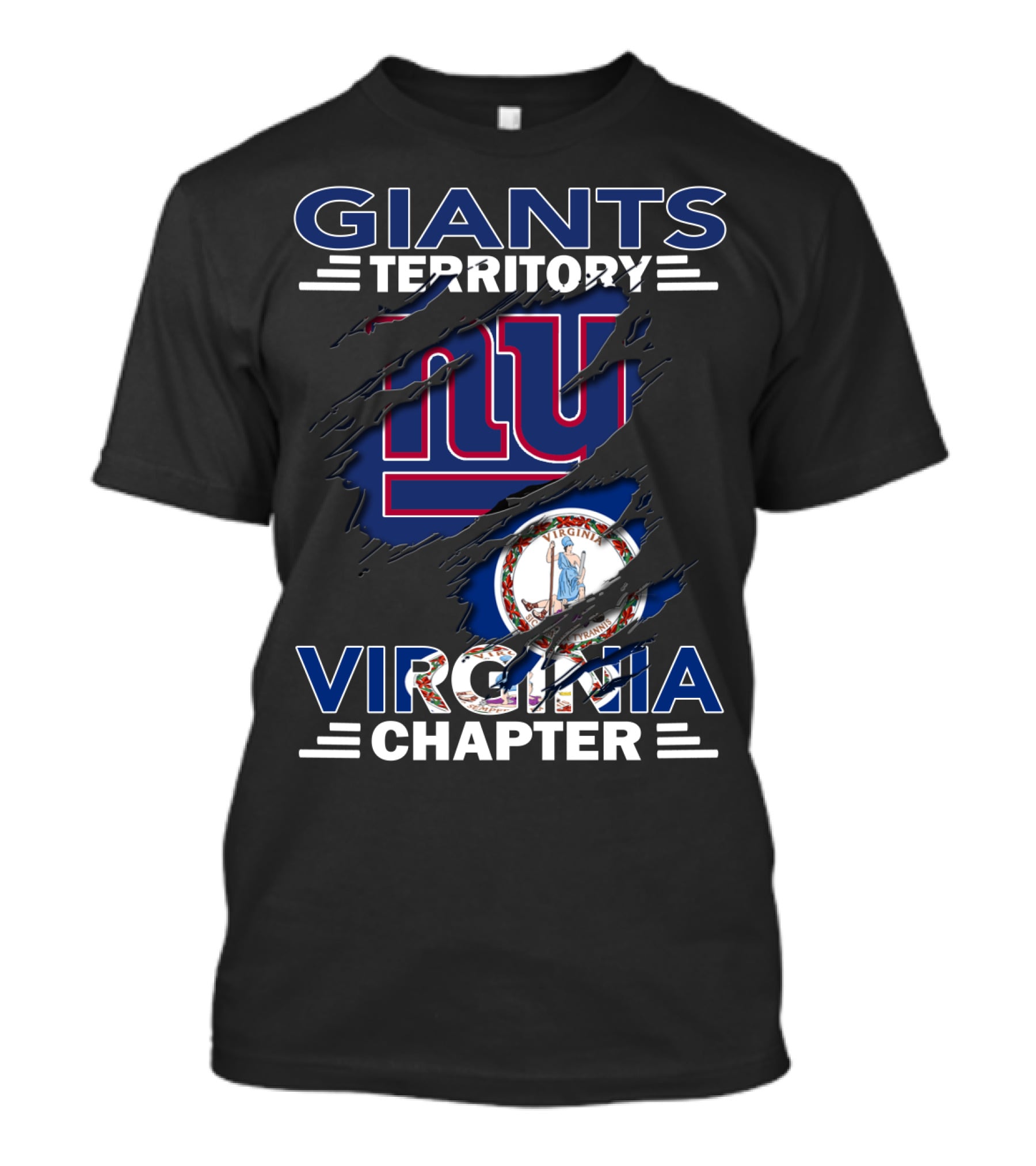 Giants Territory Virginia Chapter NY Logo With Virginia Flag Background T-Shirt