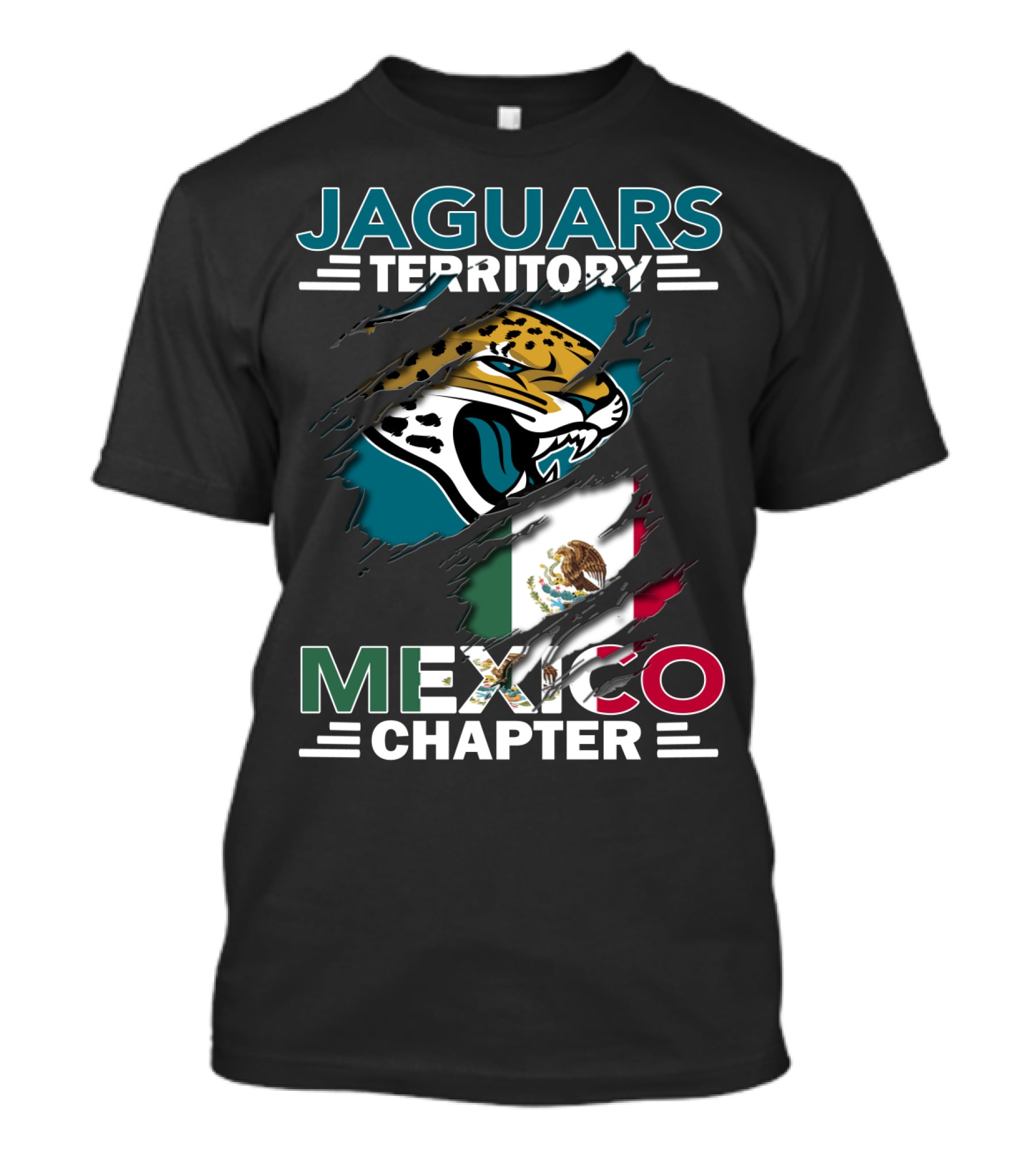 Jaguars Territory Mexico Chapter With Jaguar Mascot And Mexican Flag T-Shirt