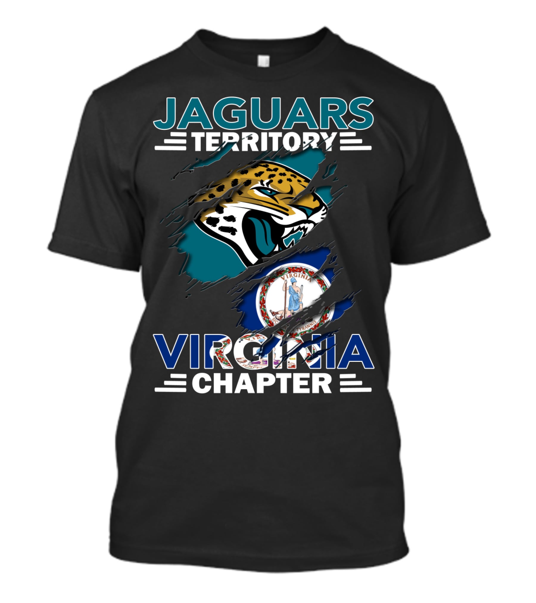 Jaguars Territory Virginia Chapter Logo With State Flag Elements T-Shirt