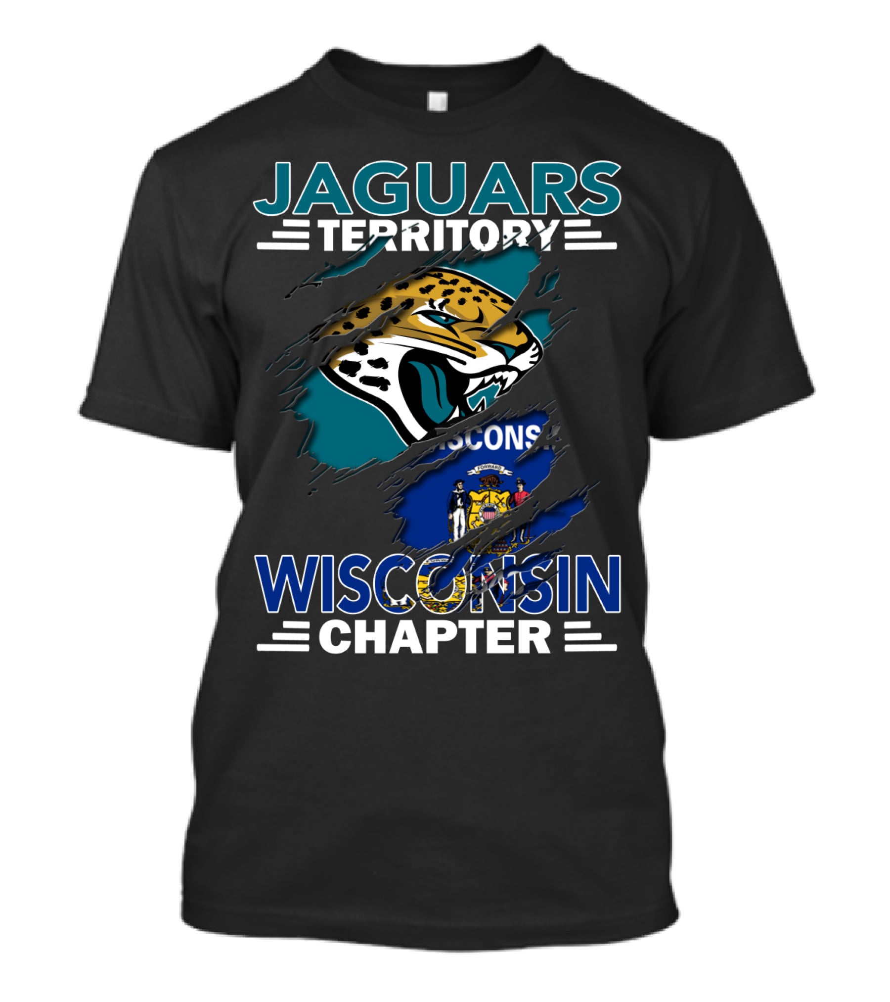 Jaguars Territory Wisconsin Chapter Flag And Logo Fusion T-Shirt