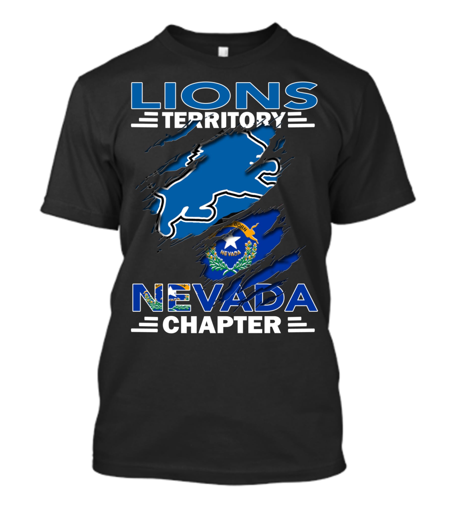 Lions Territory Nevada Chapter Nevada Flag Outline T-Shirt