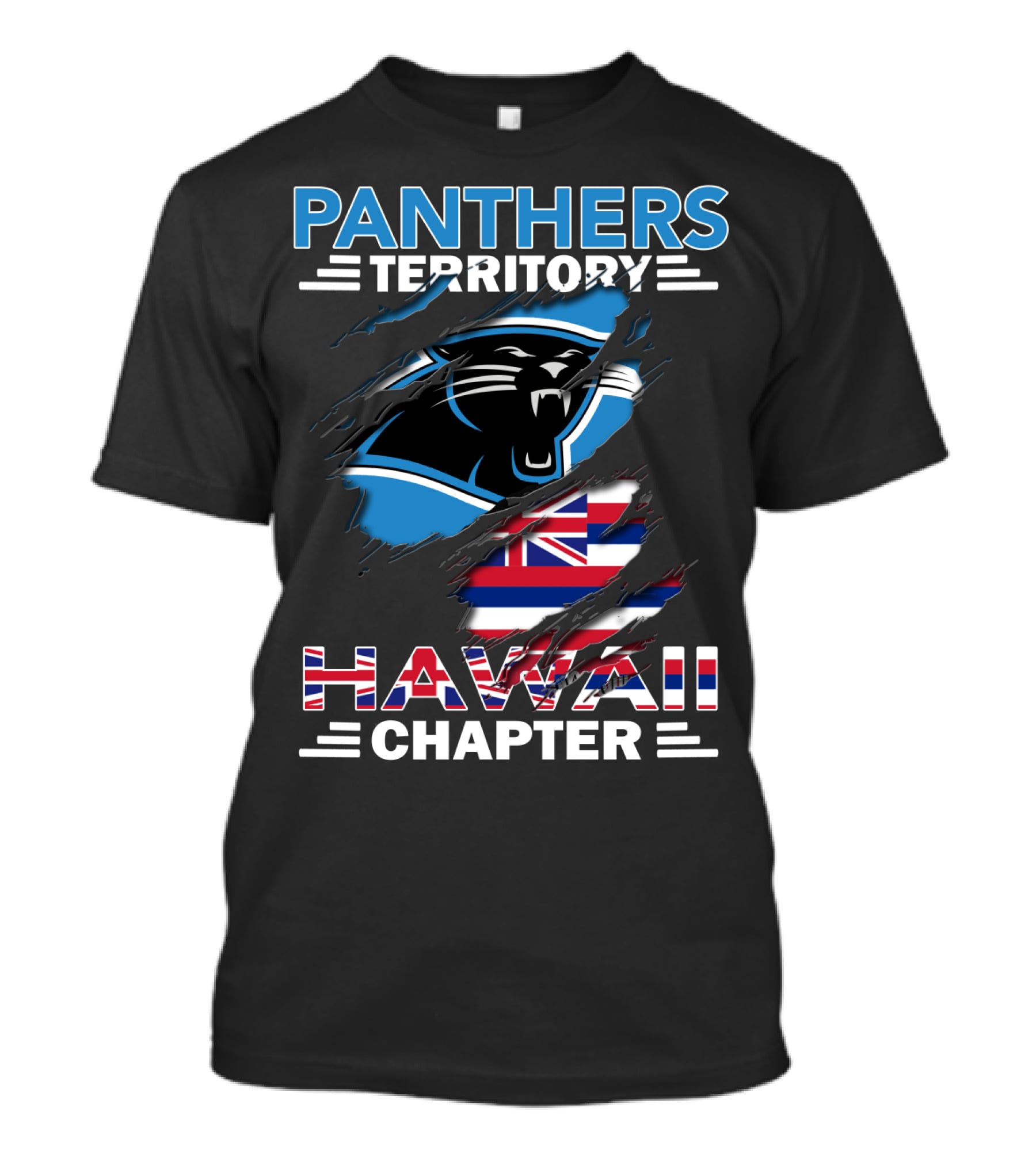 Panthers Territory Hawaii Chapter NFL Team Logo With Hawaiian Flag T-Shirt