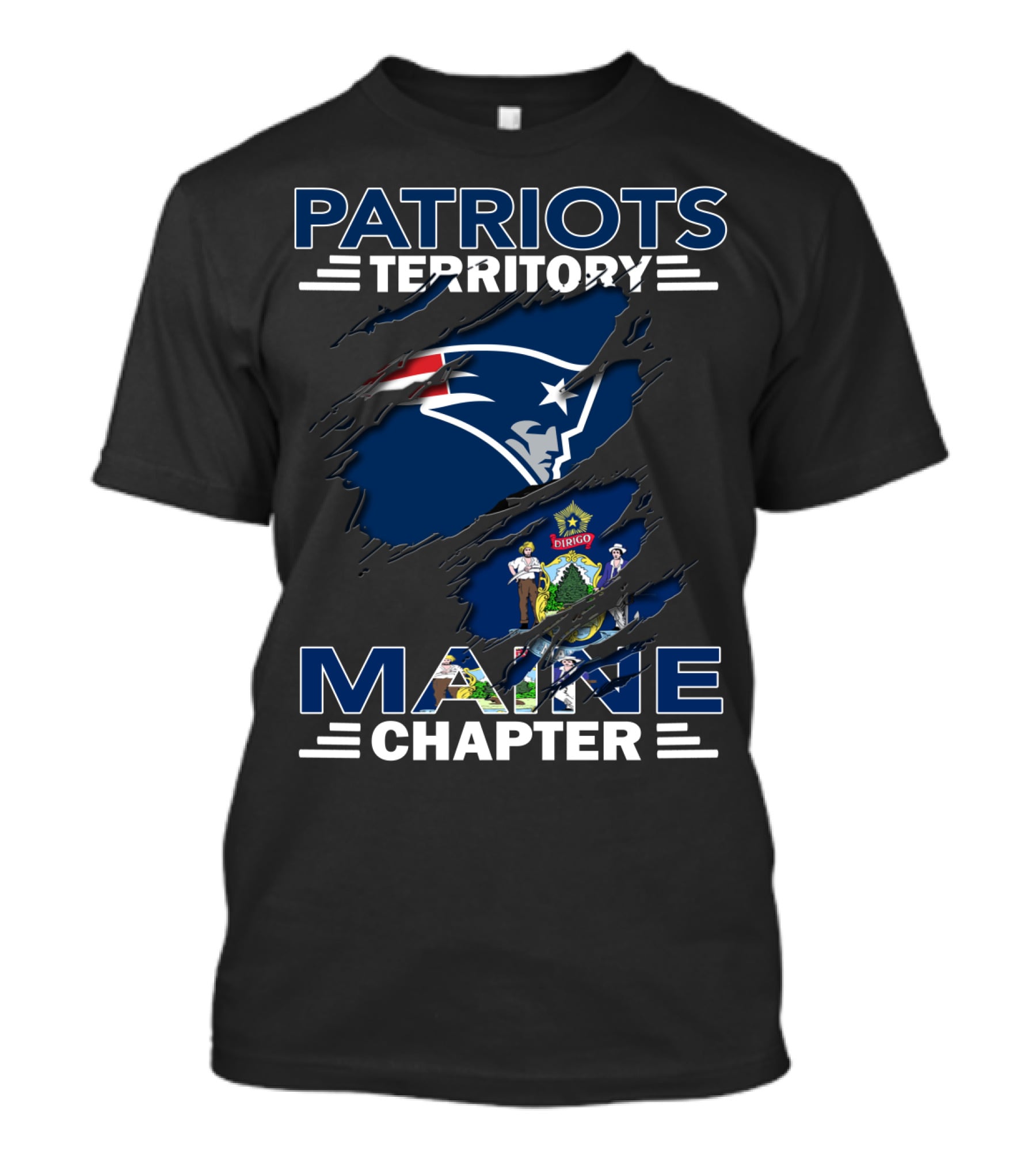 Patriots Territory Maine Chapter New England Flag T-Shirt