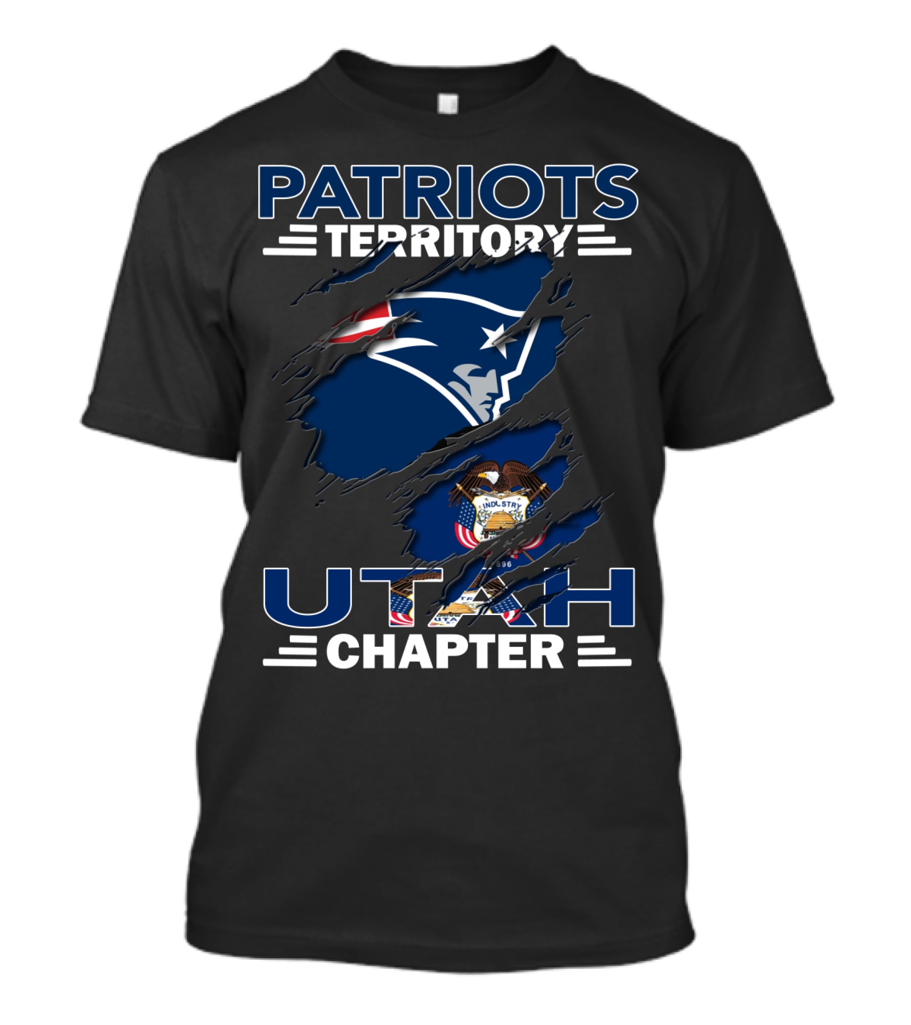 Patriots Territory Utah Chapter New England Patriots Utah State Flag T-Shirt