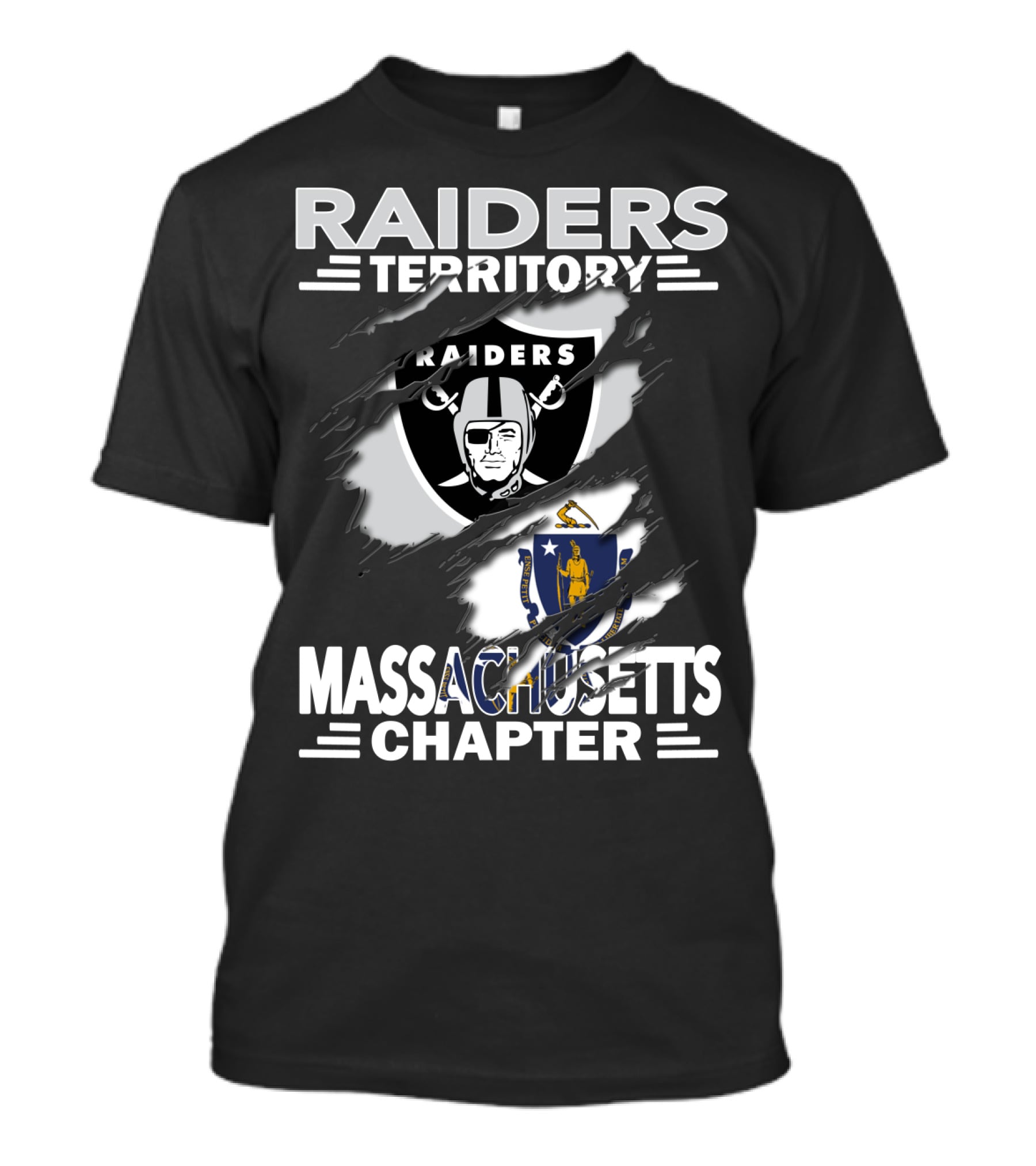 Raiders Territory Massachusetts Chapter Raiders Logo Massachusetts State Emblem T-Shirt