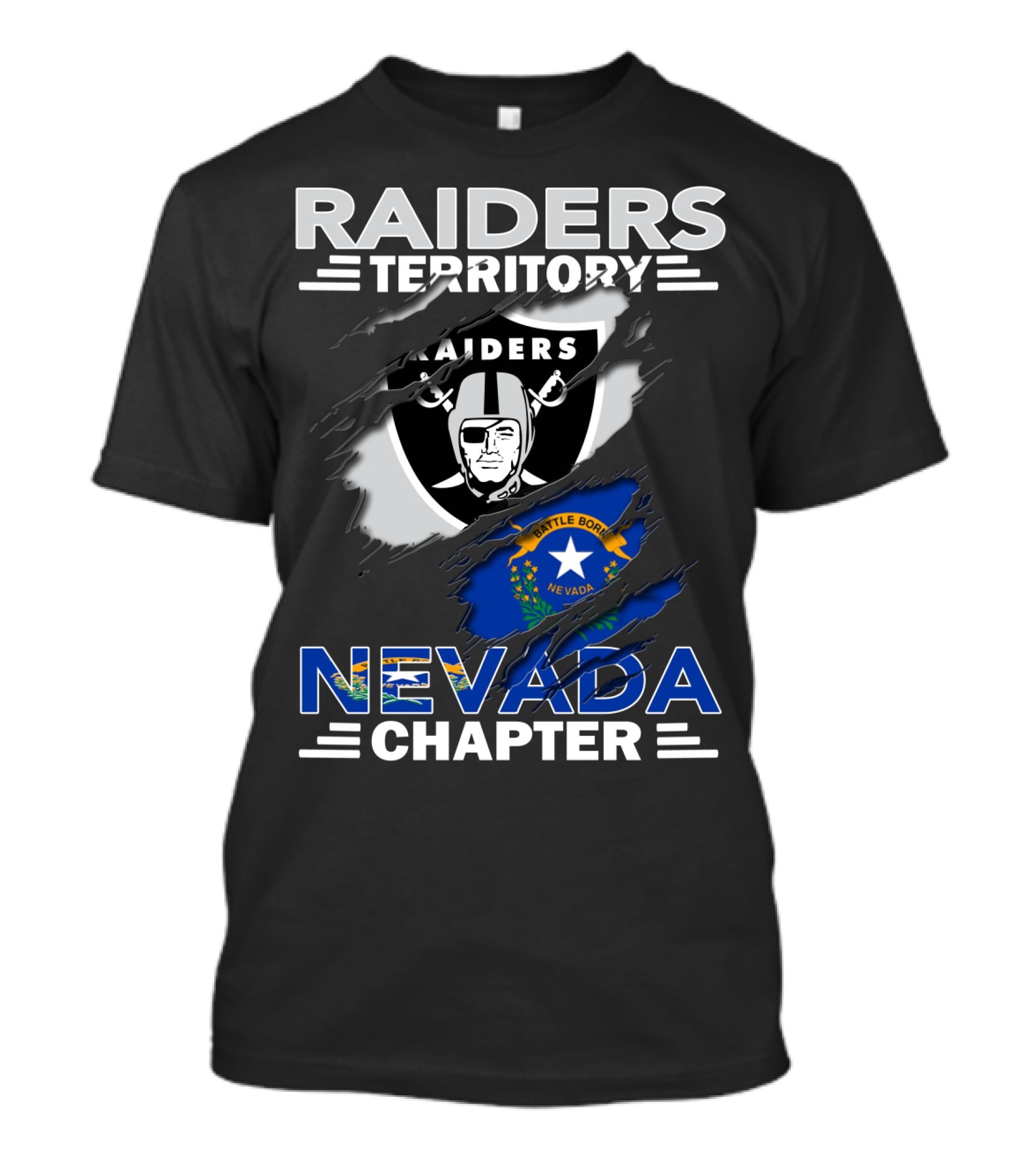Raiders Territory Nevada Chapter Battle Born Flag Crest T-Shirt