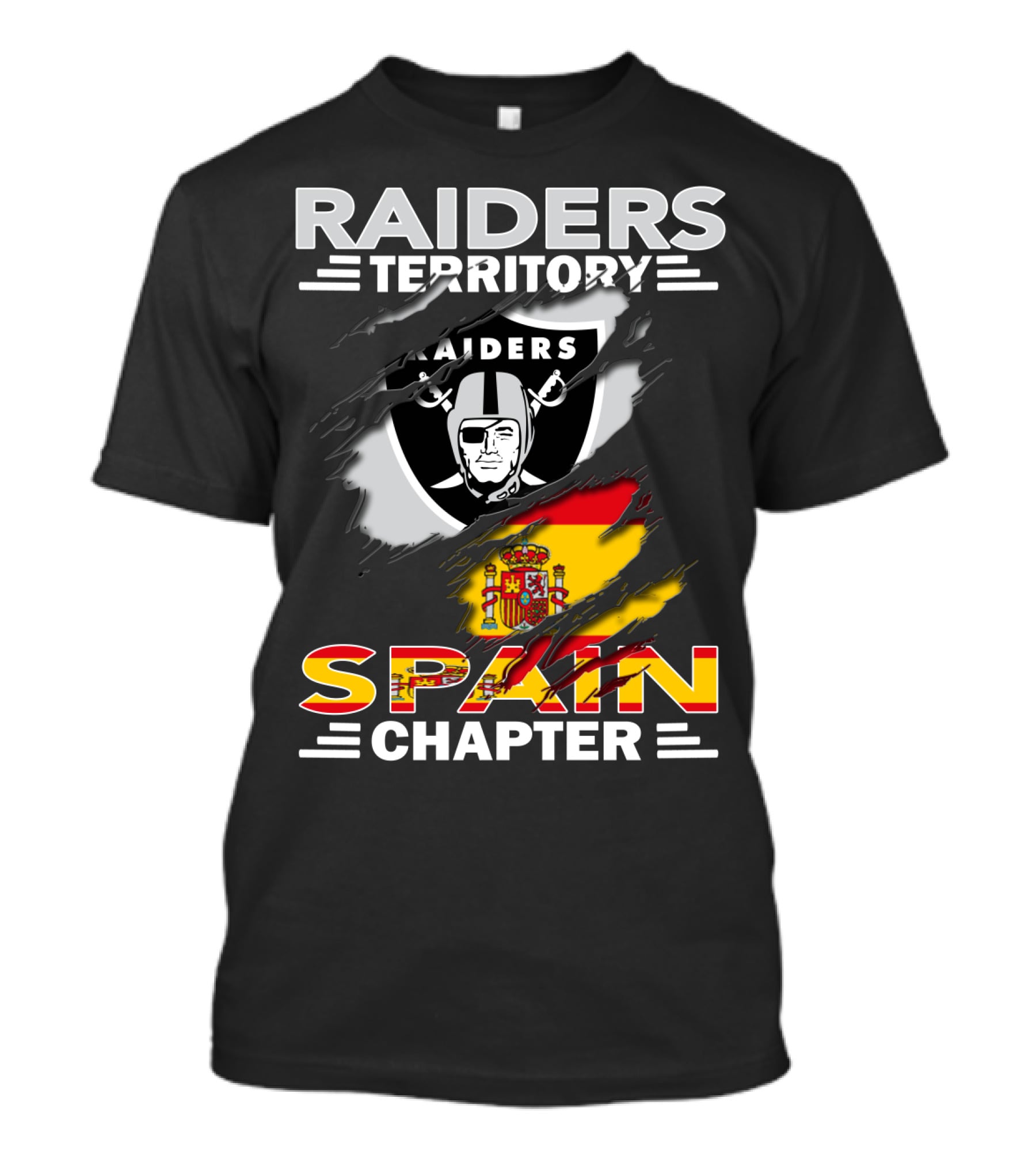 RAIDERS TERRITORY SPAIN CHAPTER FLAG AND SHIELD T-Shirt