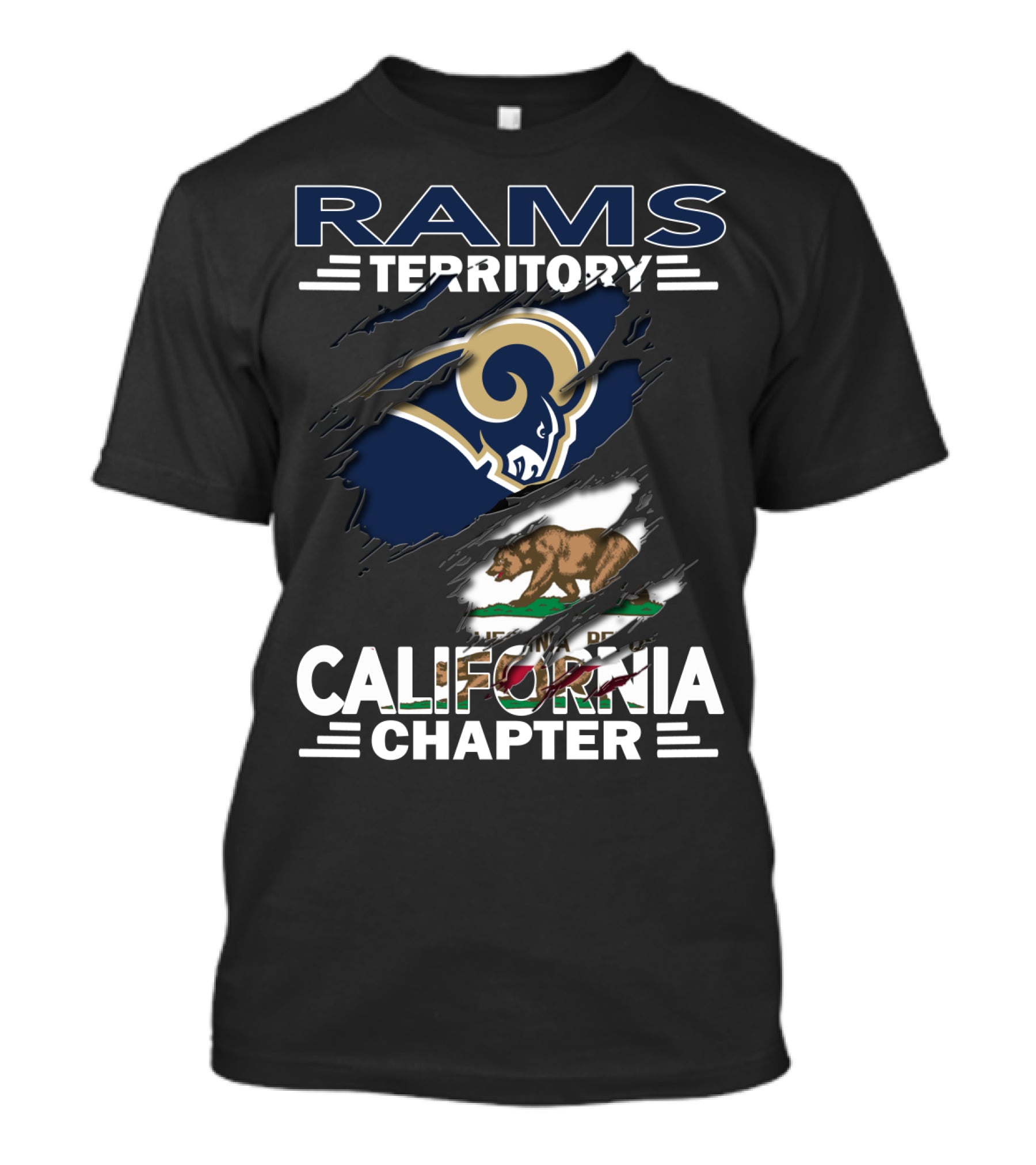 Rams Territory California Chapter Bear Flag Rip T-Shirt