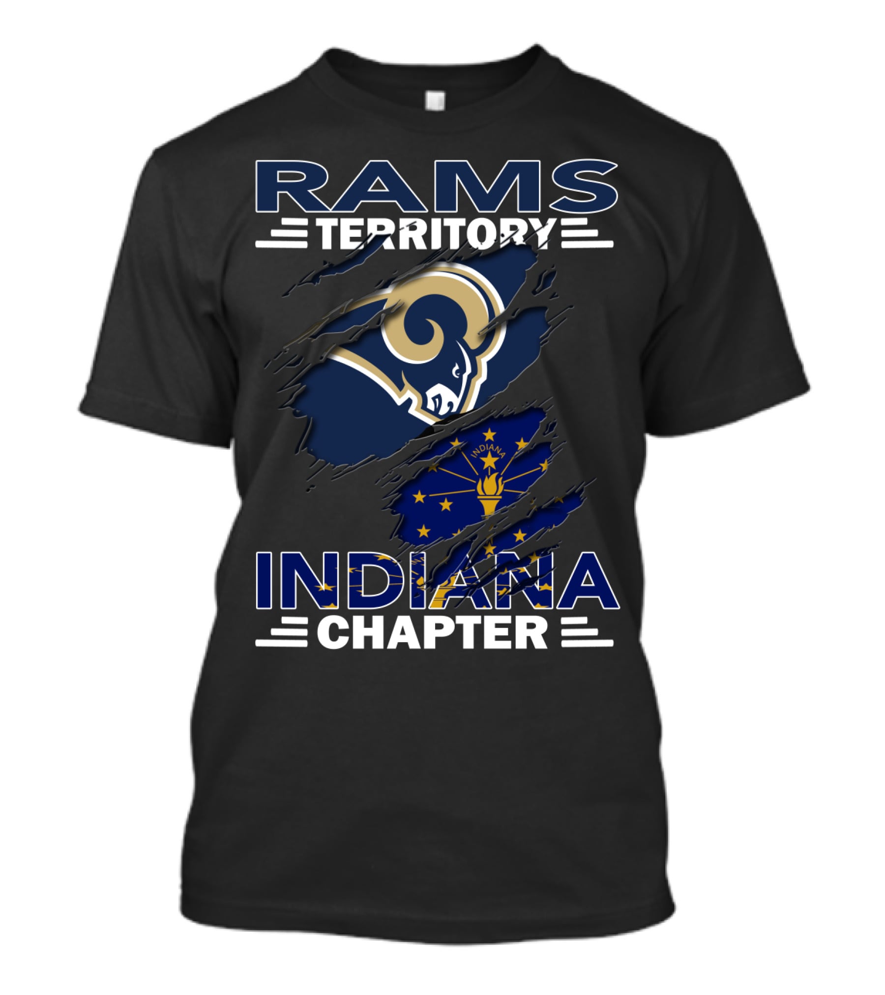 Rams Territory Indiana Chapter Indiana Flag And Rams T-Shirt