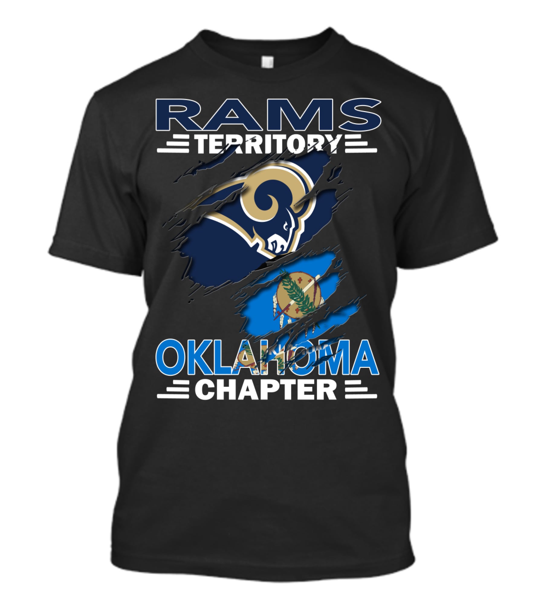 Rams Territory Oklahoma Chapter With Iconic Ram Logo And Oklahoma Flag T-Shirt