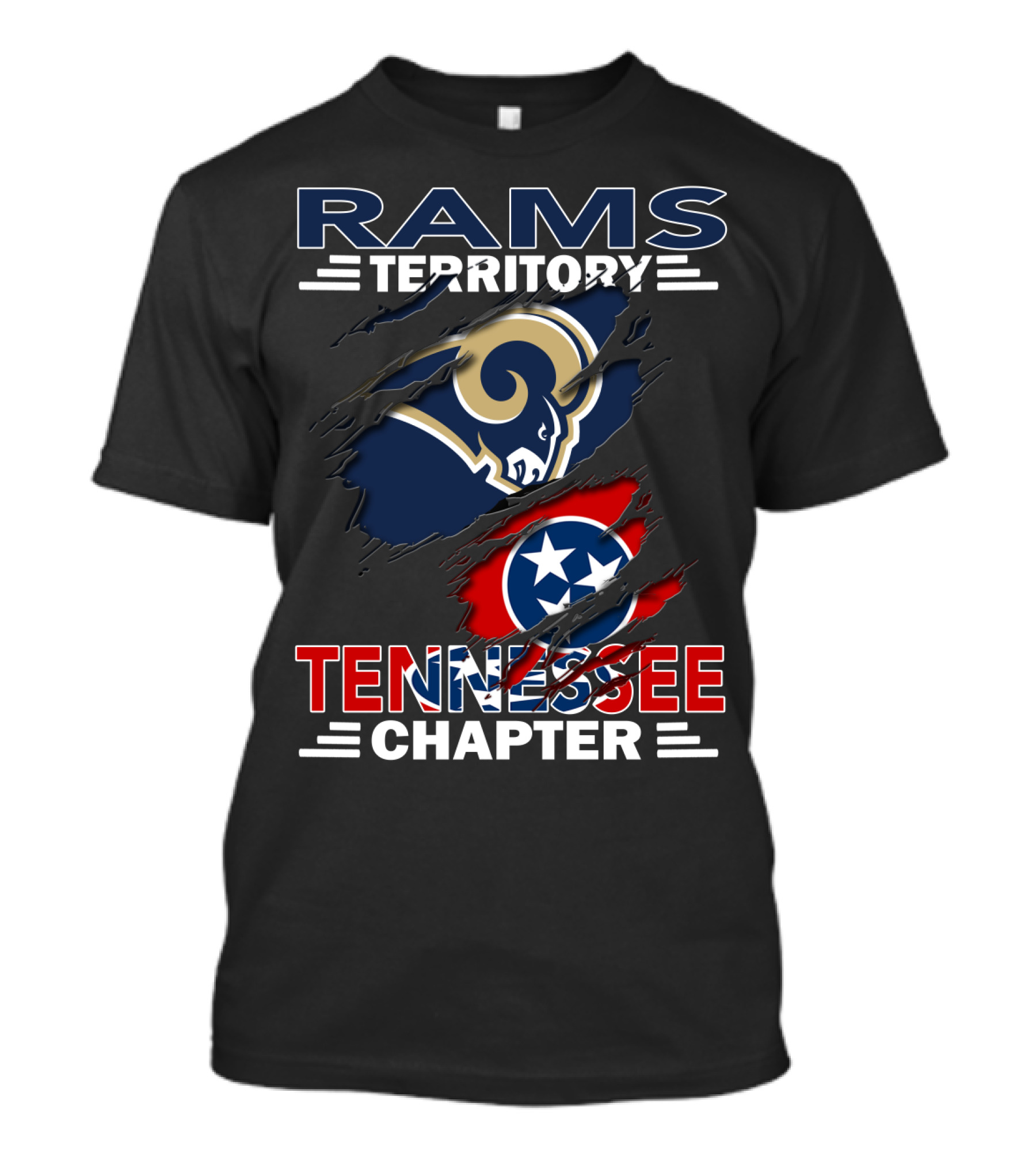 Rams Territory Tennessee Chapter NFL Rams Logo Tennessee State Flag T-Shirt