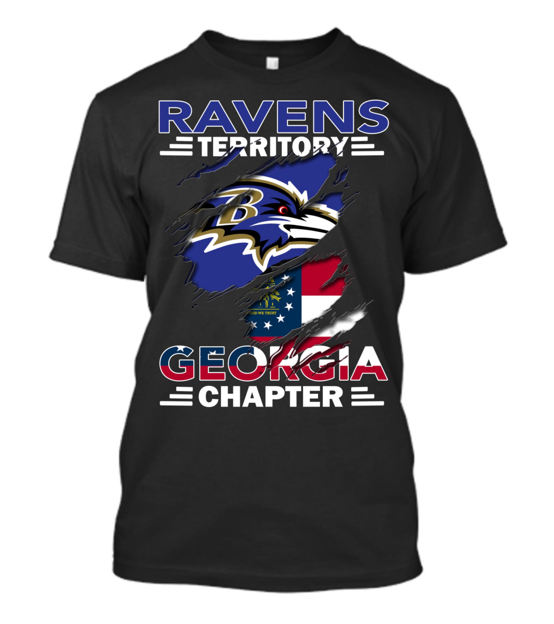 Ravens Territory Georgia Chapter Baltimore Team Fan Group Flag T-Shirt
