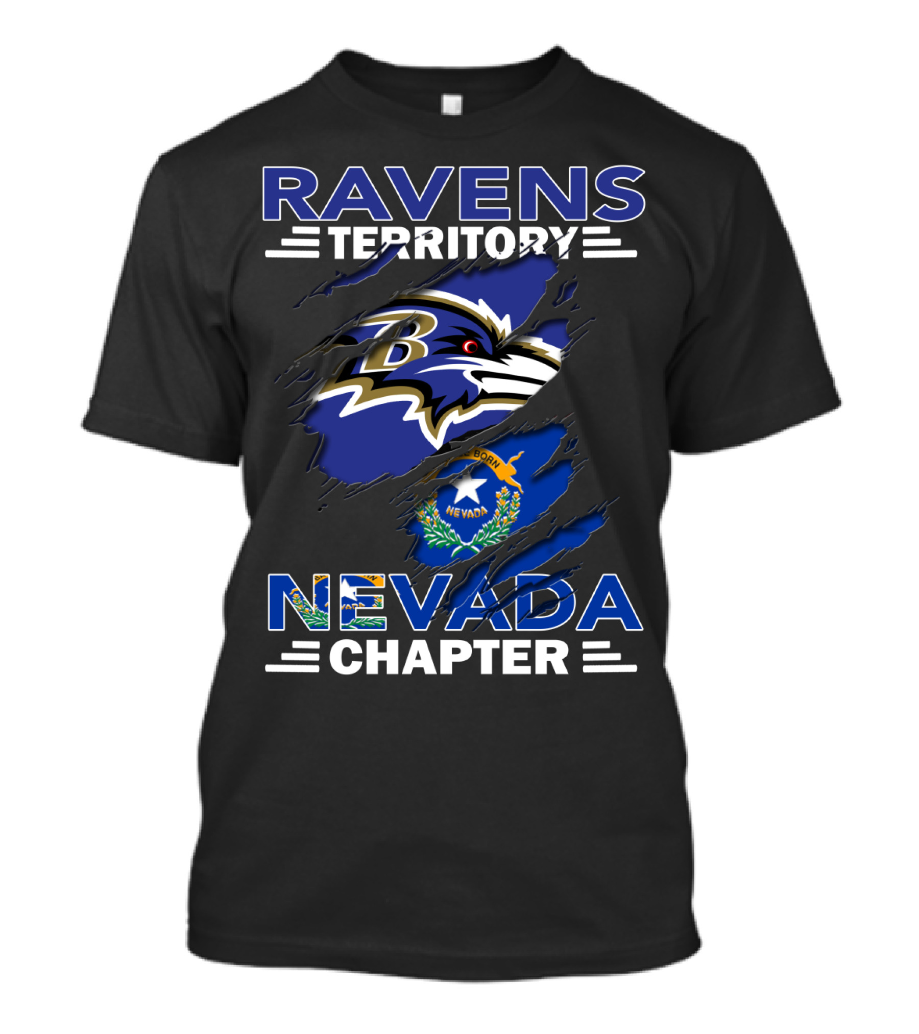 Ravens Territory Nevada Chapter Baltimore Football Iconic State Flag T-Shirt