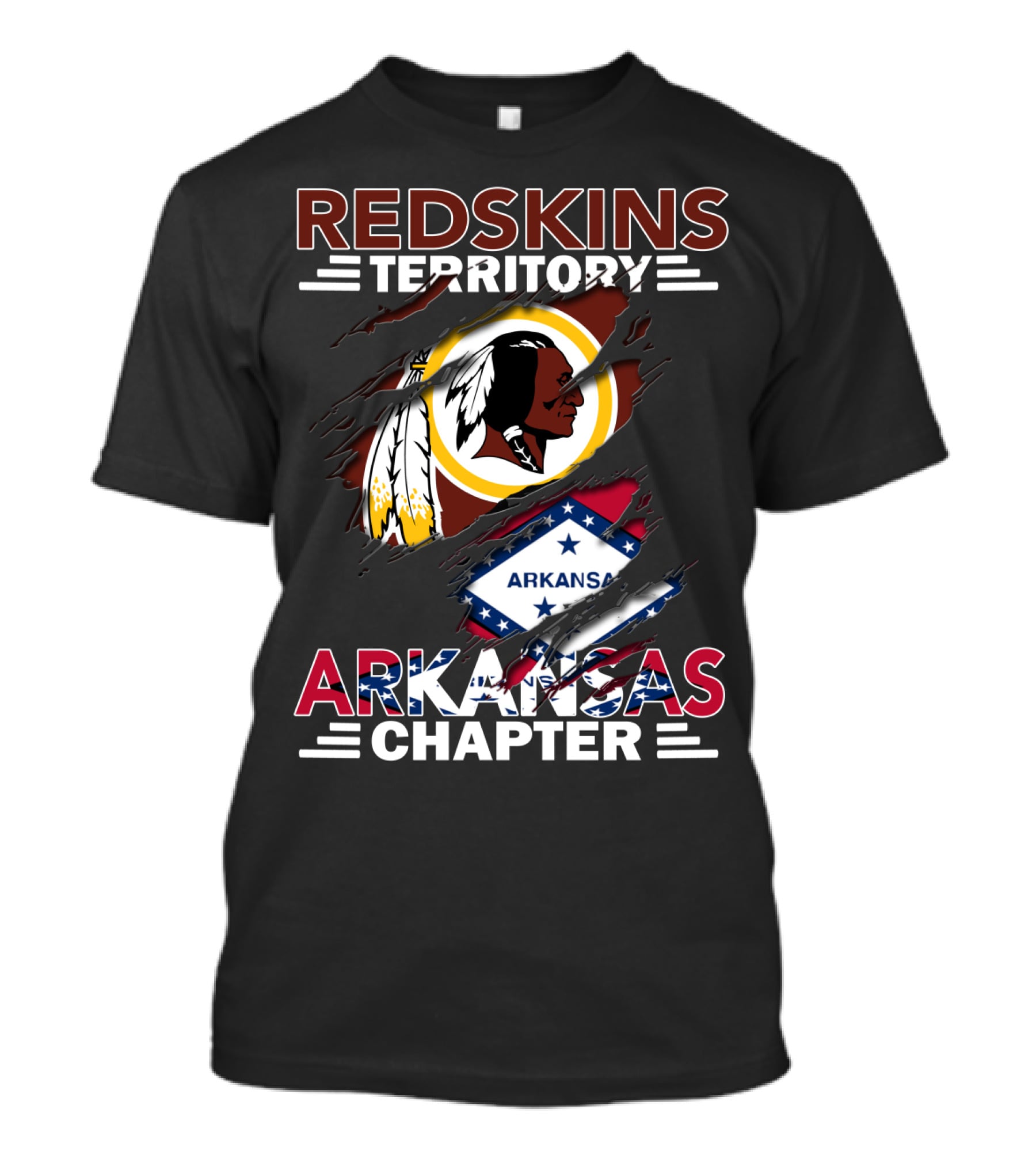 Redskins Territory Arkansas Chapter Nfl Logo With State Flag T-Shirt
