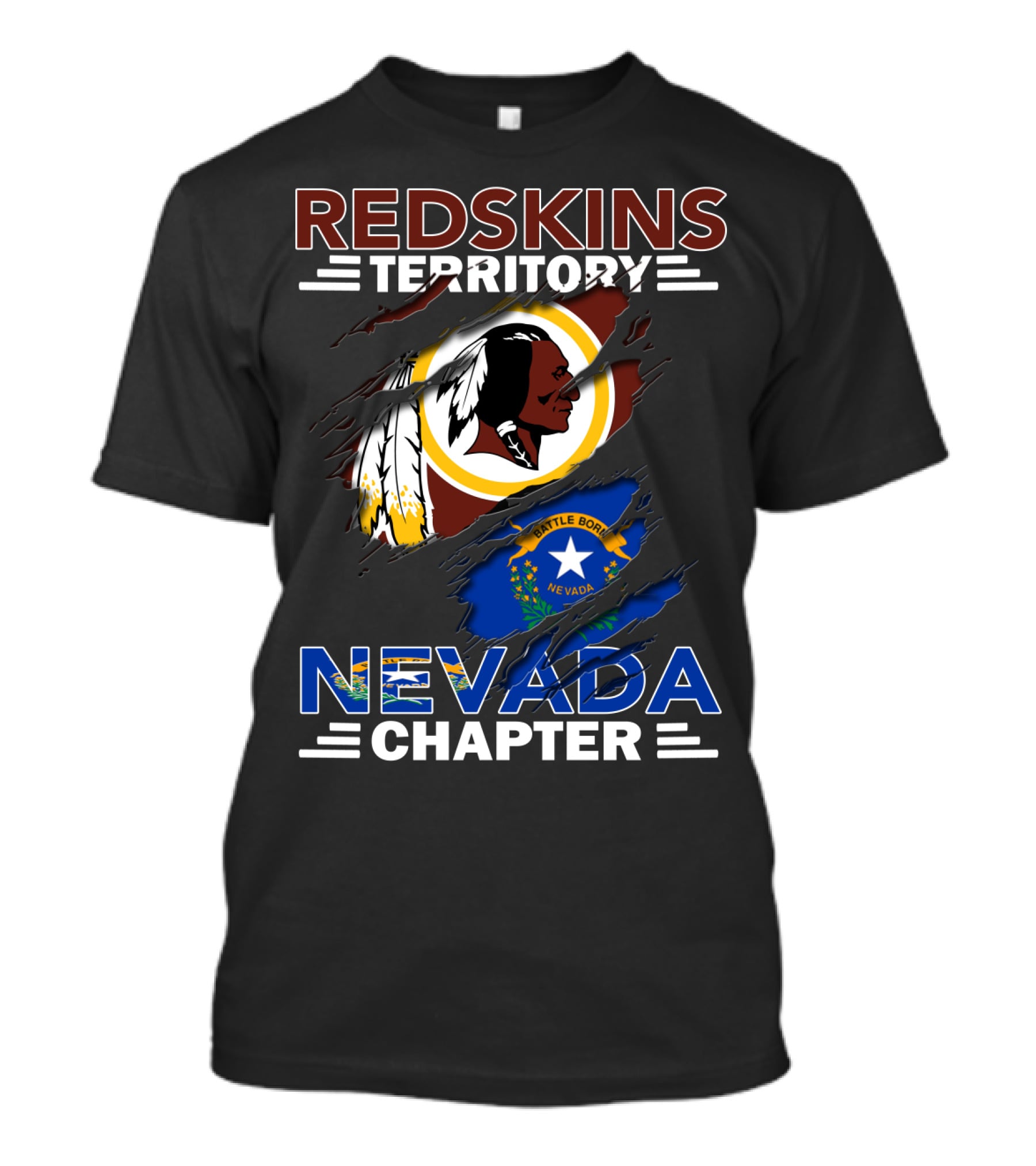 Redskins Territory Nevada Chapter Battle Born Flag T-Shirt