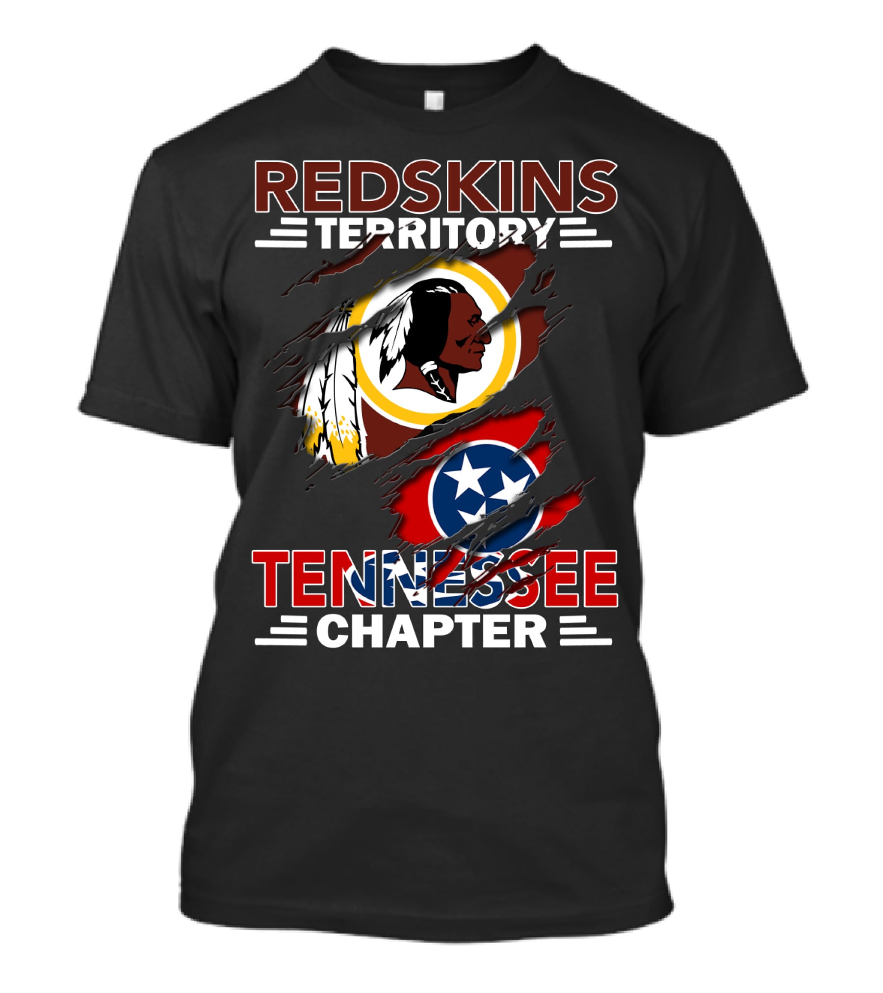 Redskins Territory Tennessee Chapter Washington Redskins And Tennessee Flag T-Shirt