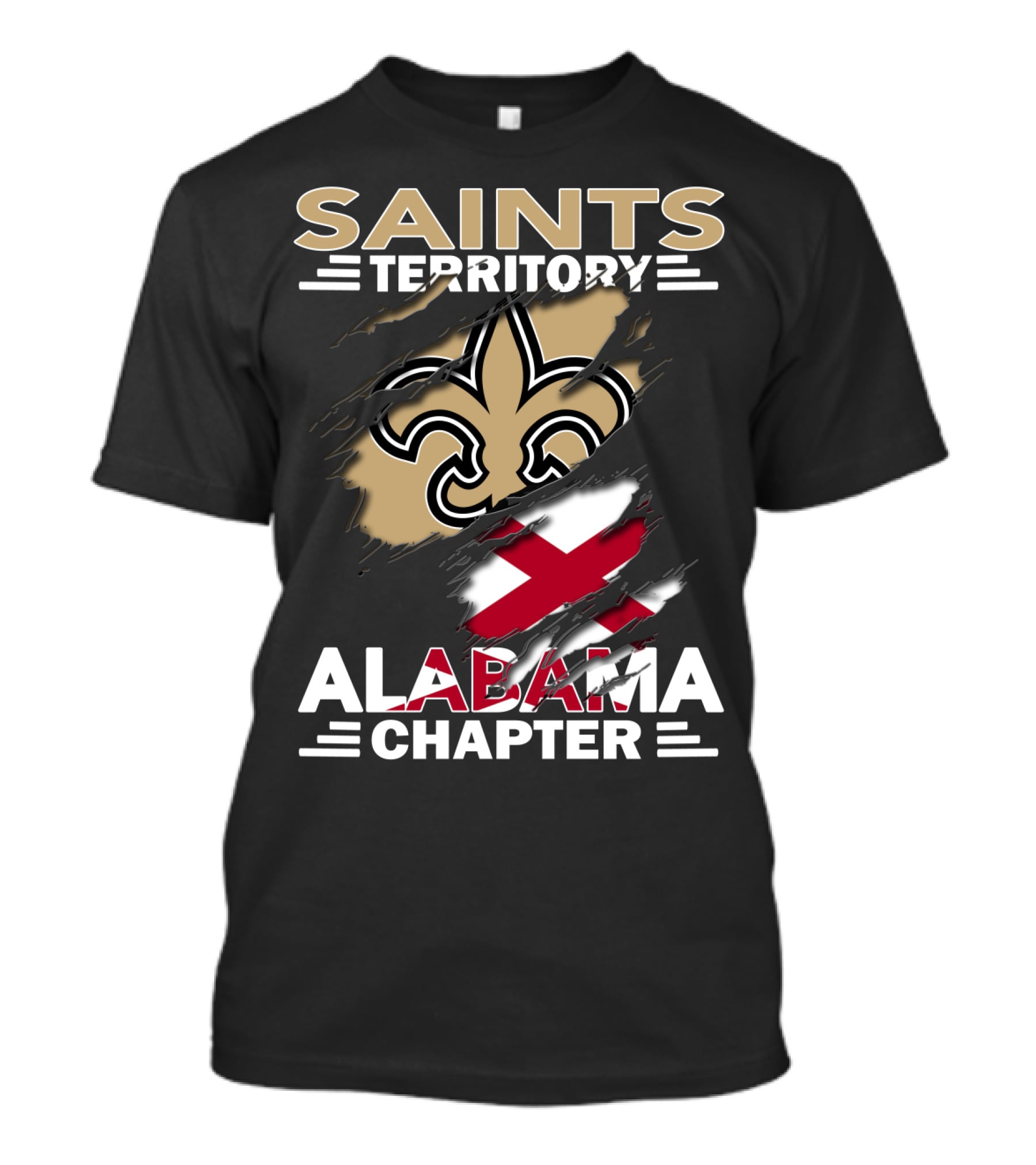 SAINTS TERRITORY ALABAMA CHAPTER FLEUR-DE-LIS AND CROSS FLAG T-Shirt
