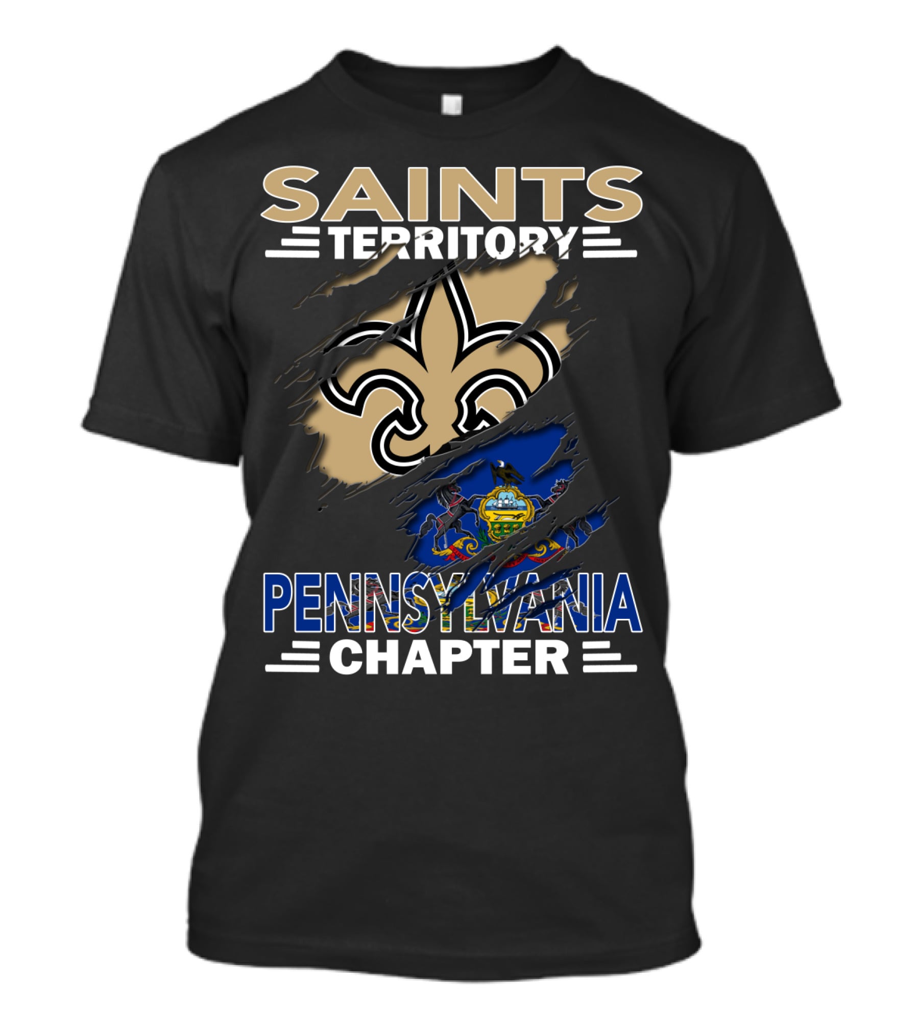 Saints Territory Fleur-De-Lis Pennsylvania Chapter State T-Shirt