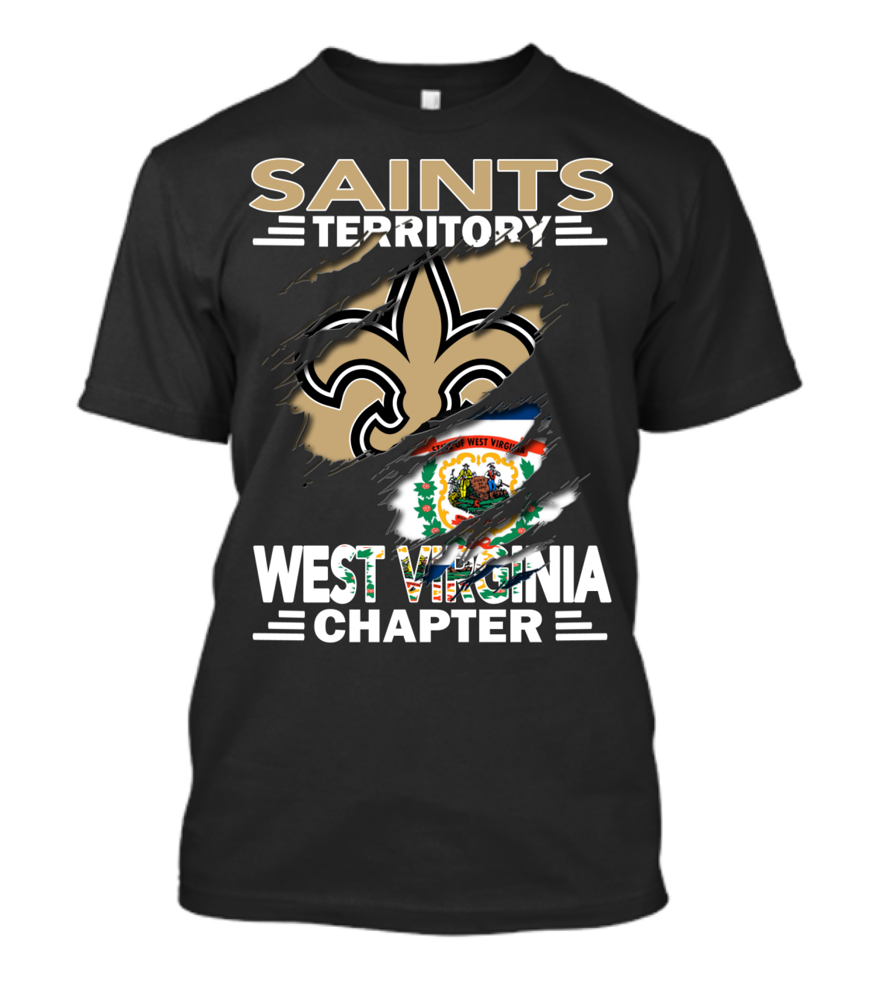 Saints Territory Fleur-de-lis West Virginia Chapter Flag T-Shirt