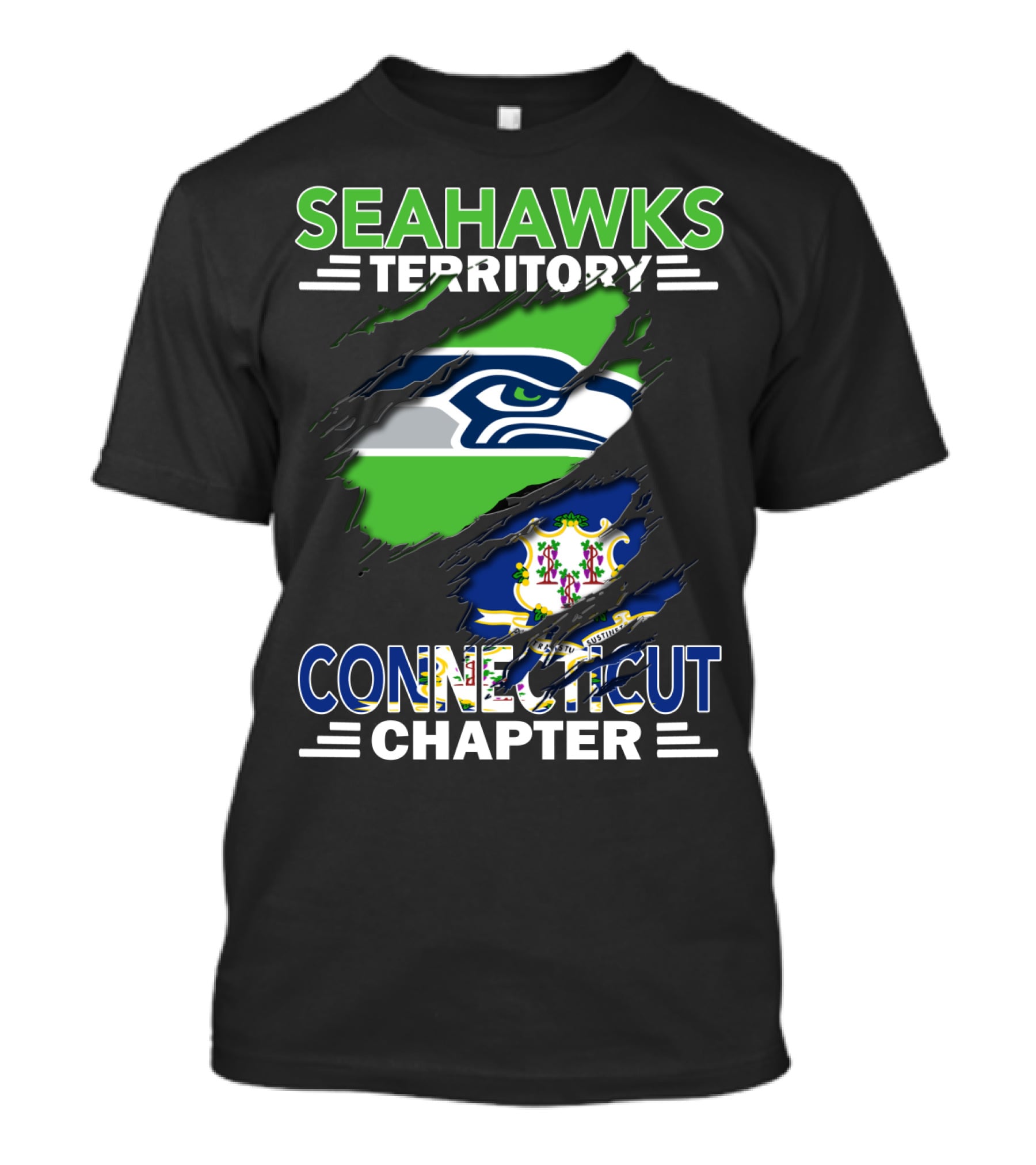 Seahawks Territory Connecticut Chapter Logo Ripped T-Shirt