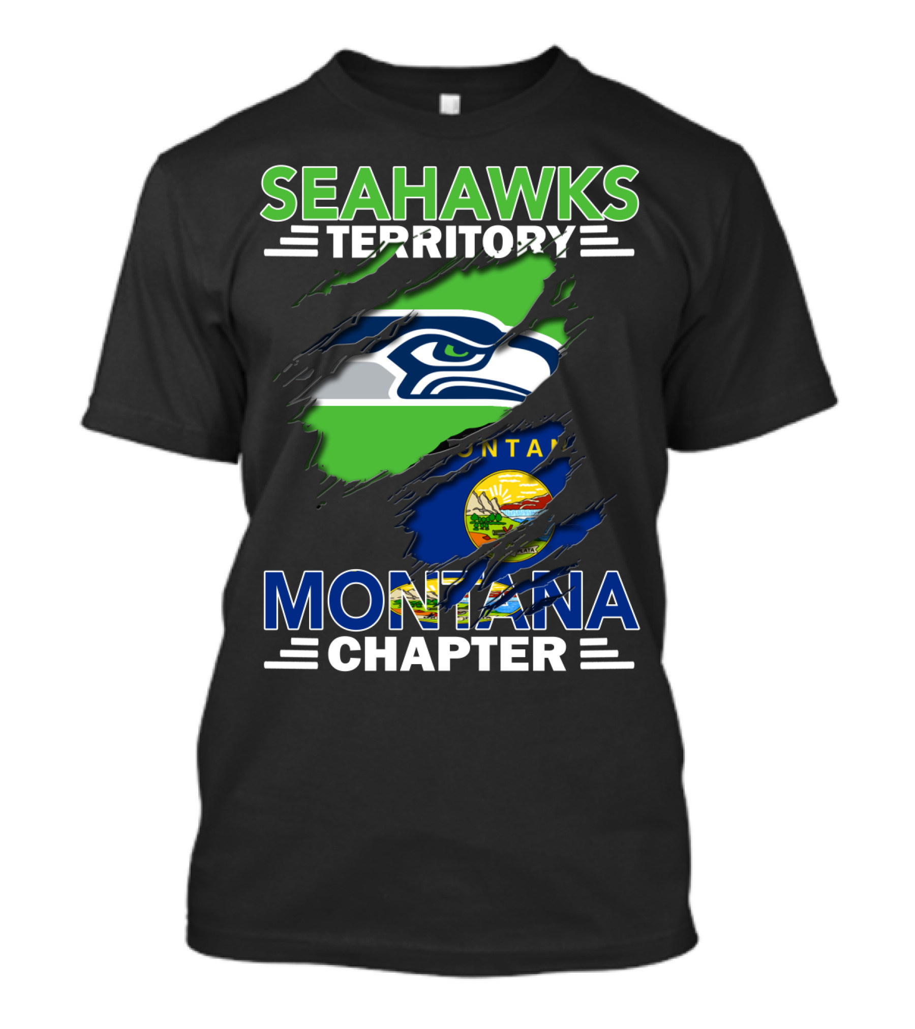 Seahawks Territory Montana Chapter Flag Logo T-Shirt