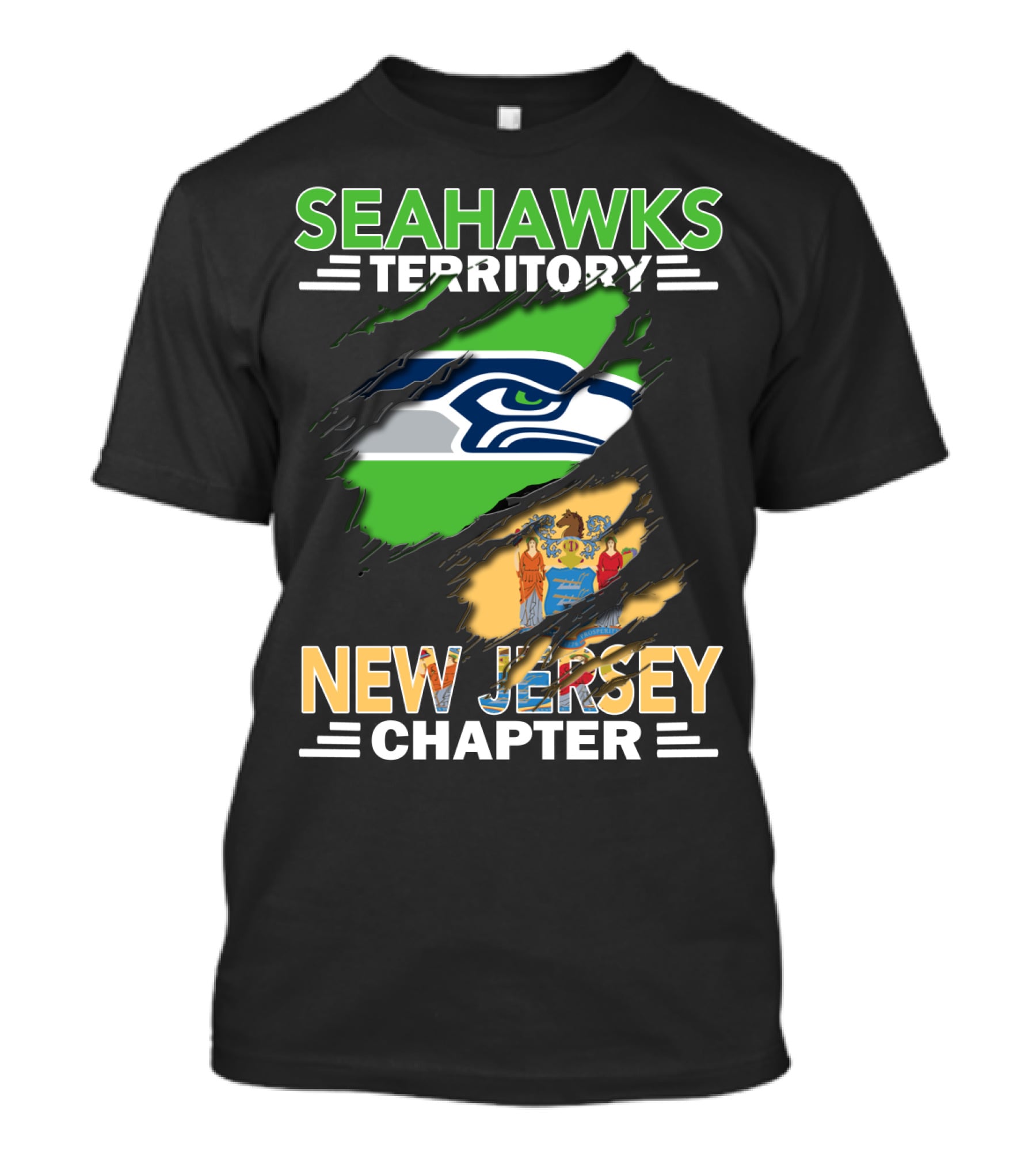 Seahawks Territory New Jersey Chapter Seahawks Logo New Jersey State Flag T-Shirt