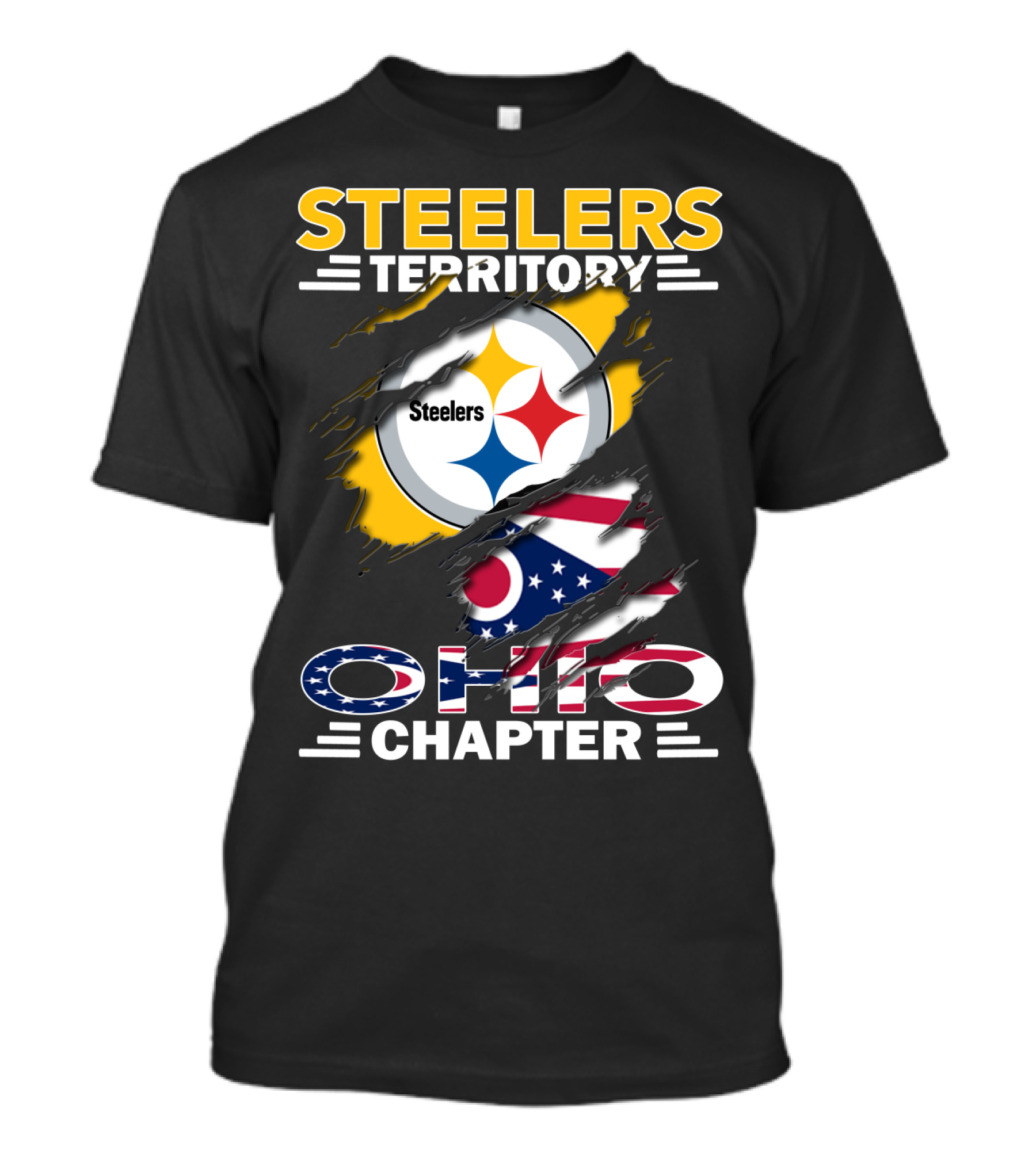 Steelers Territory Ohio Chapter Flag Rip T-Shirt