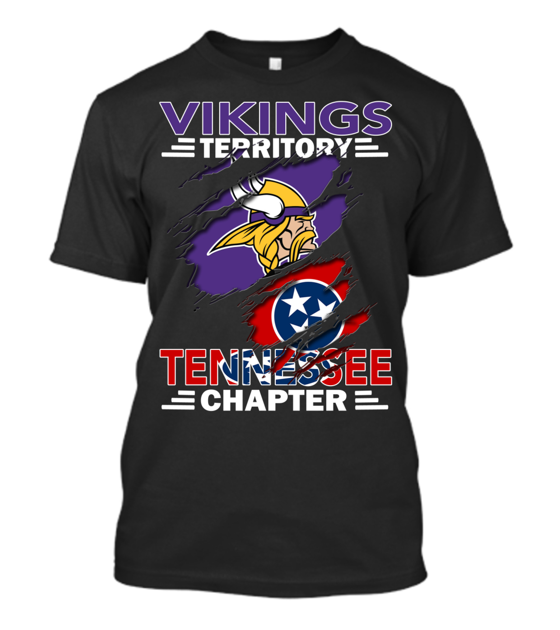 Vikings Territory Tennessee Chapter NFL Vikings And Tennessee Flag Mashup T-Shirt