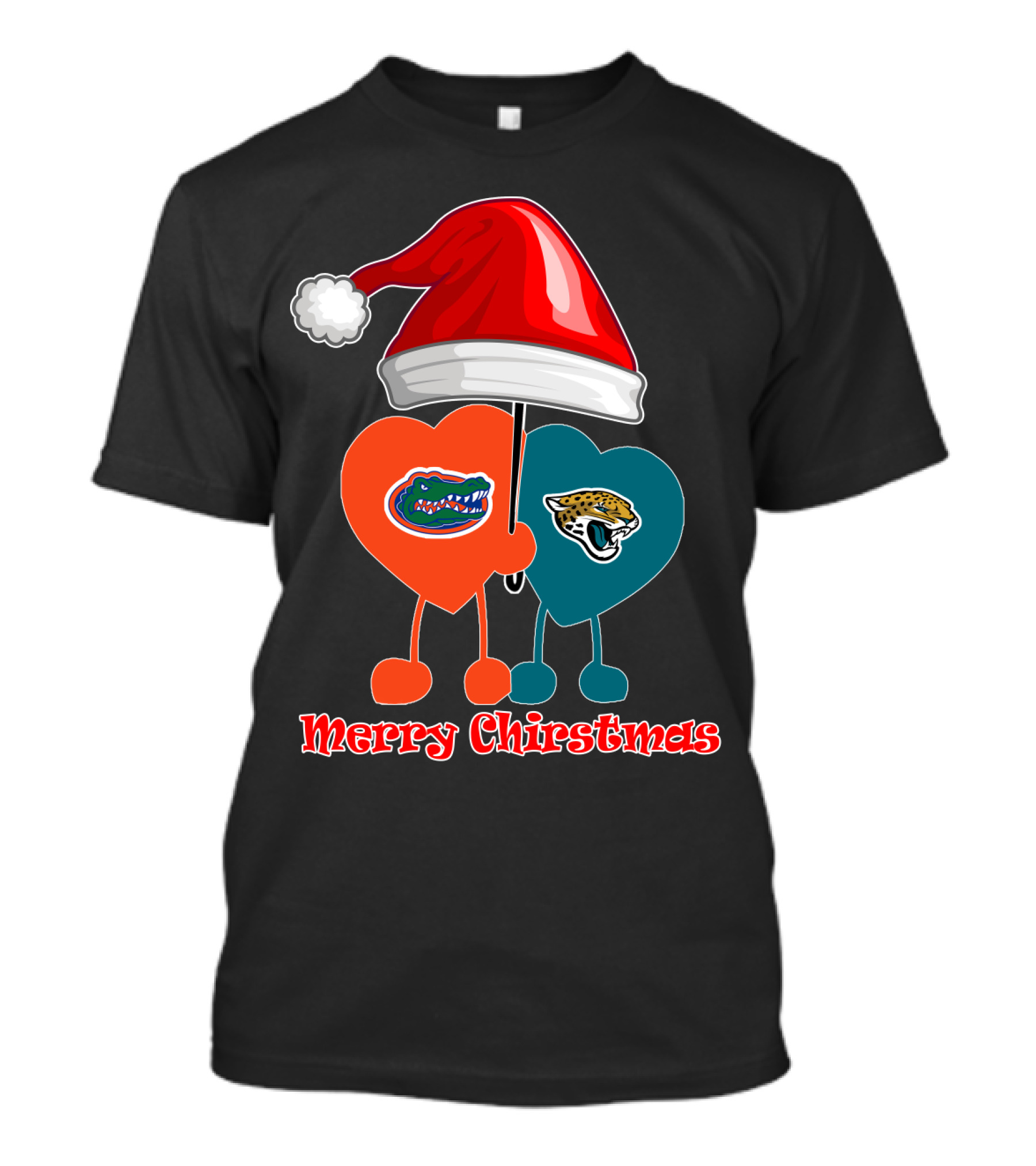 Florida Gators Jacksonville Jaguars Merry Christmas Santa Hat T-Shirt