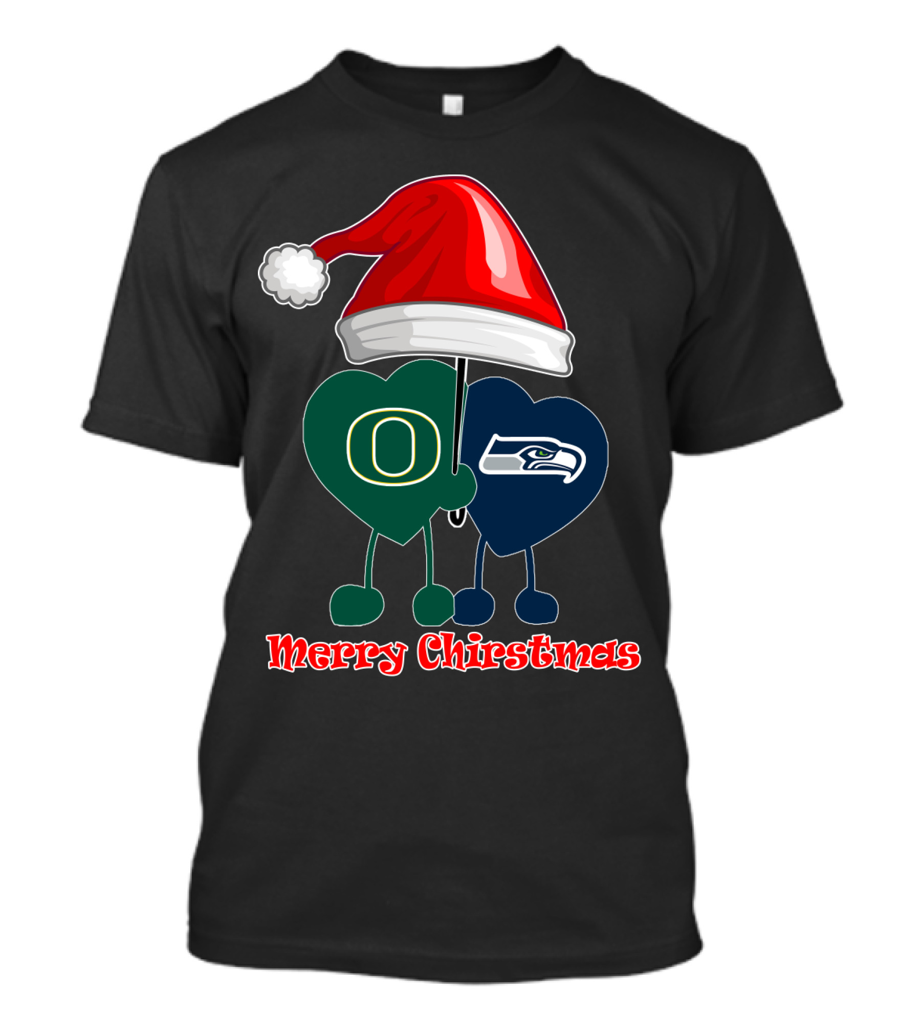 Merry Christmas Seattle Seahawks Oregon Ducks T-Shirt