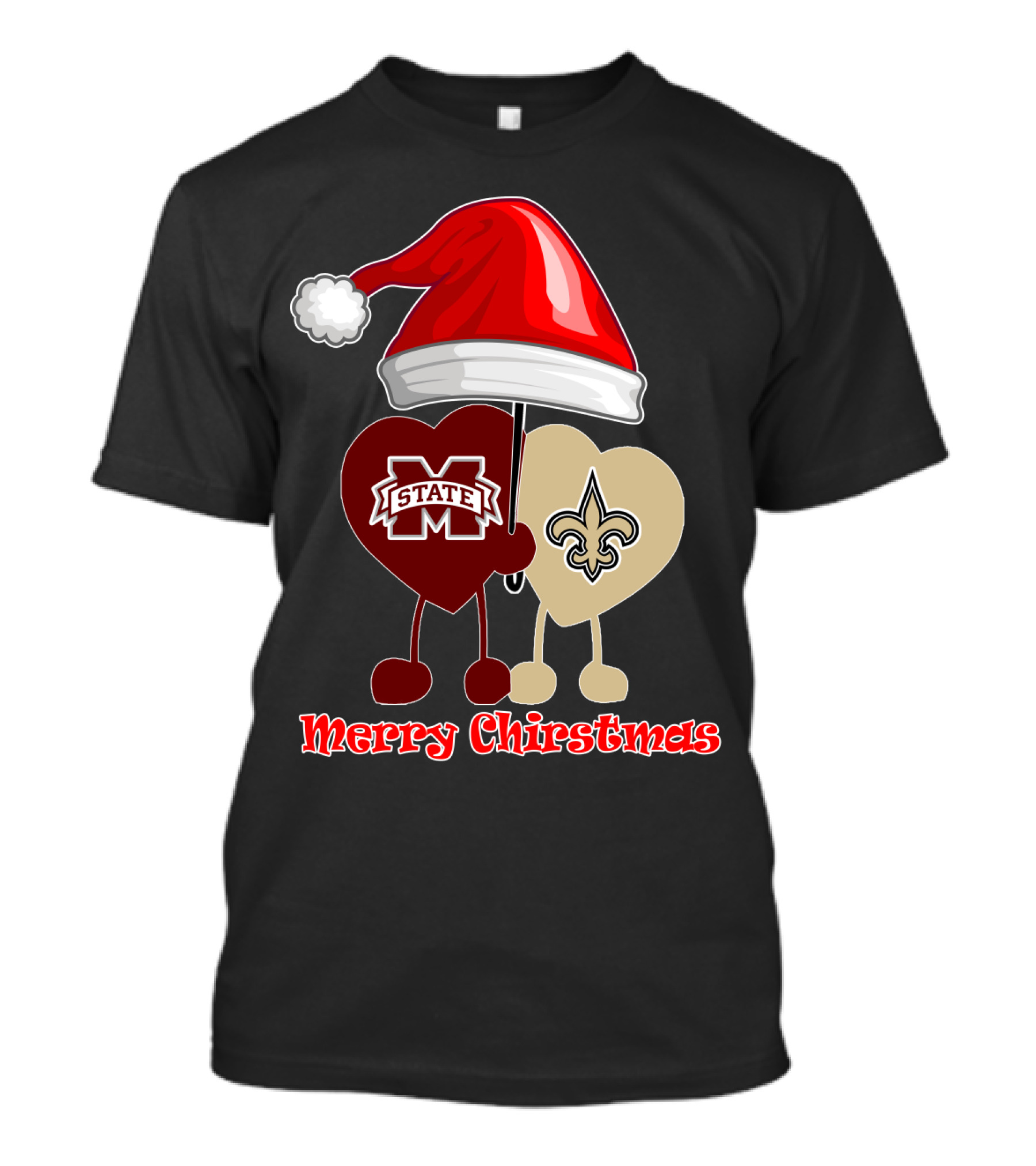 Merry Christmas New Orleans Saints Ms State T-Shirt