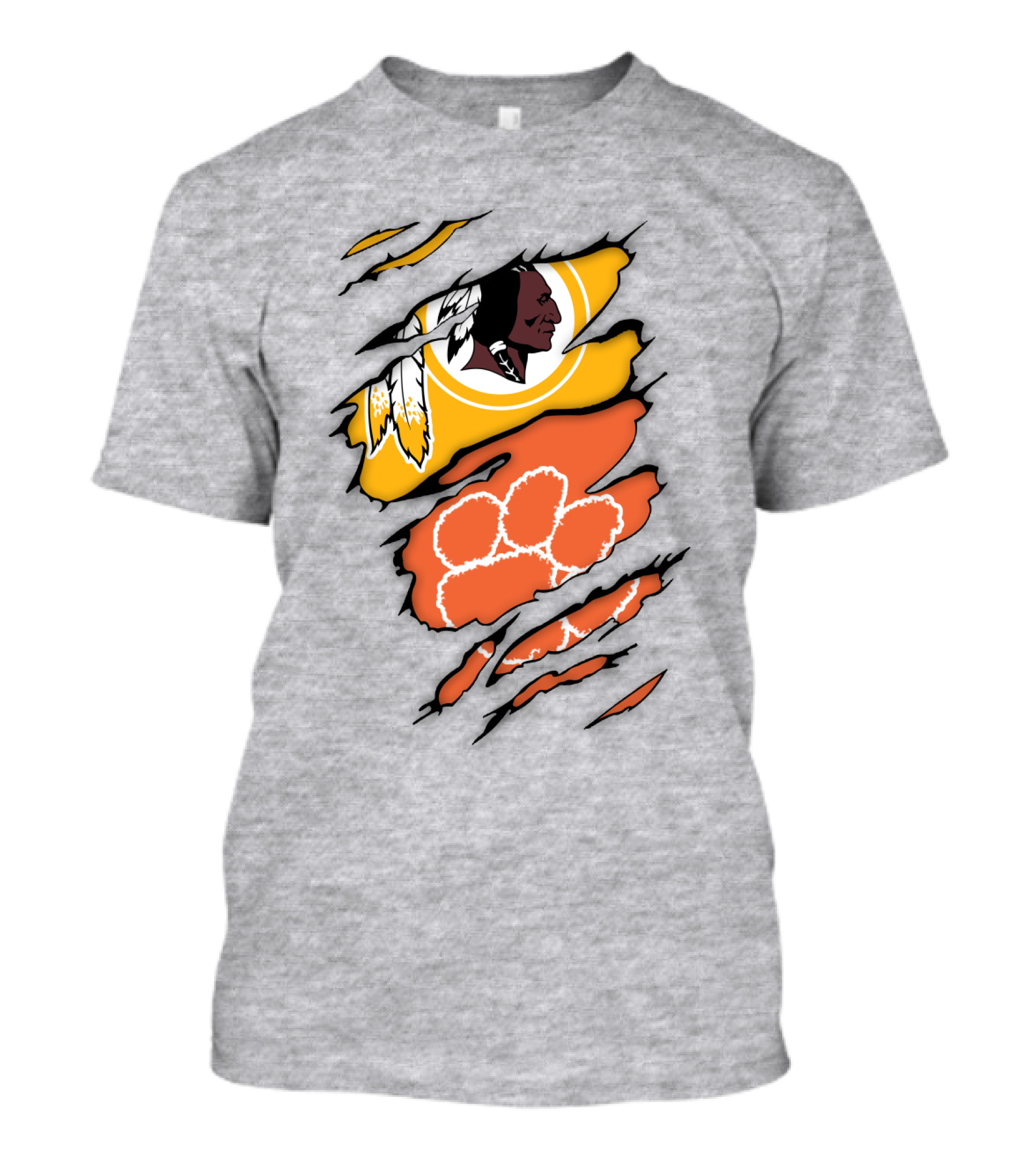 Washington Redskins Clemson Tigers Claw Marks Logo Art T-Shirt