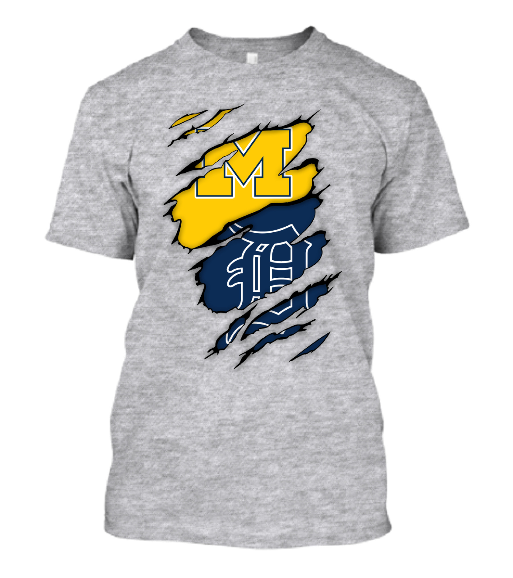 Michigan Wolverines Detroit Tigers Logo Claw Marks T-Shirt