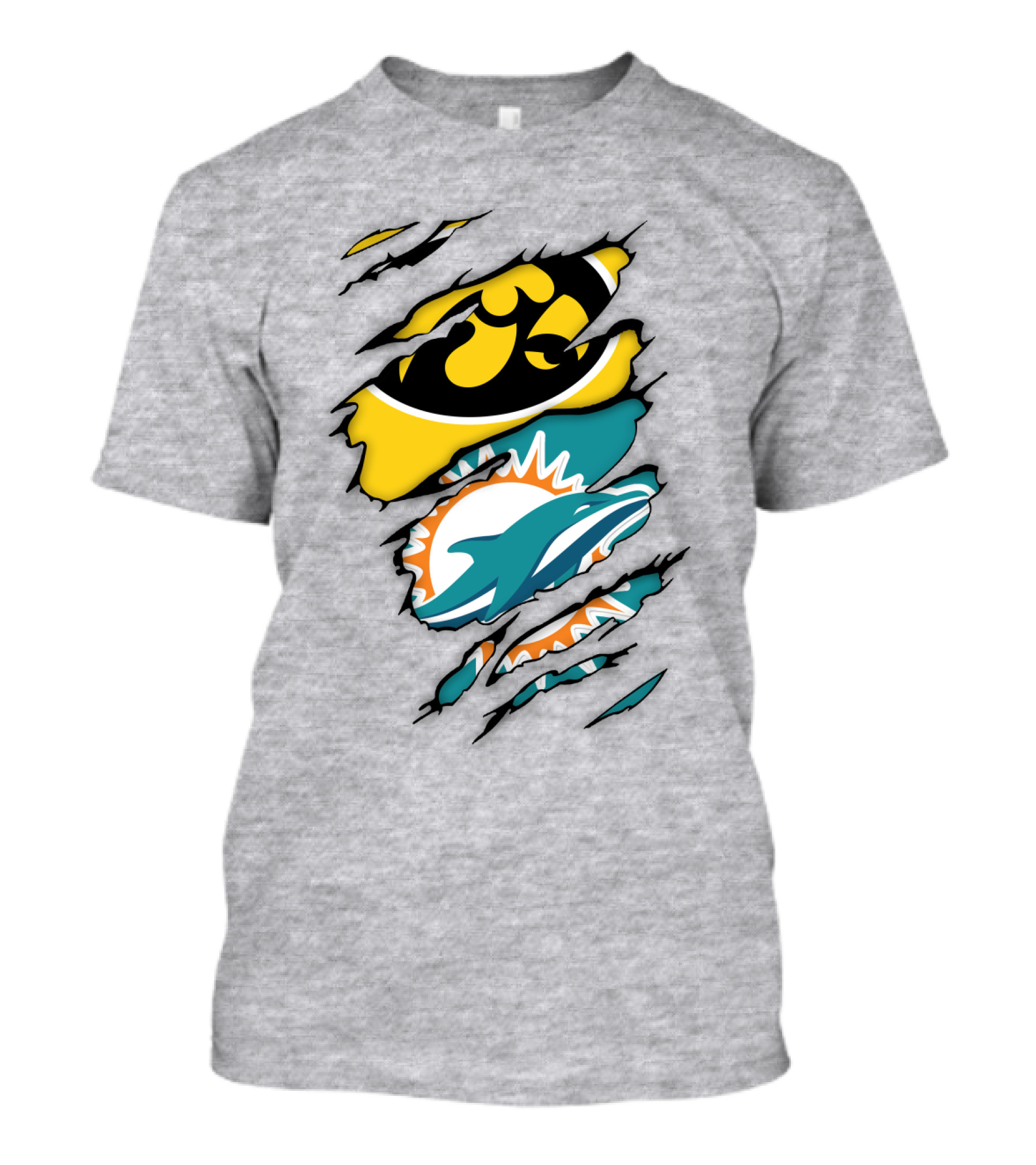 Miami Dolphins Iowa Hawkeyes Logo Mashup T-Shirt