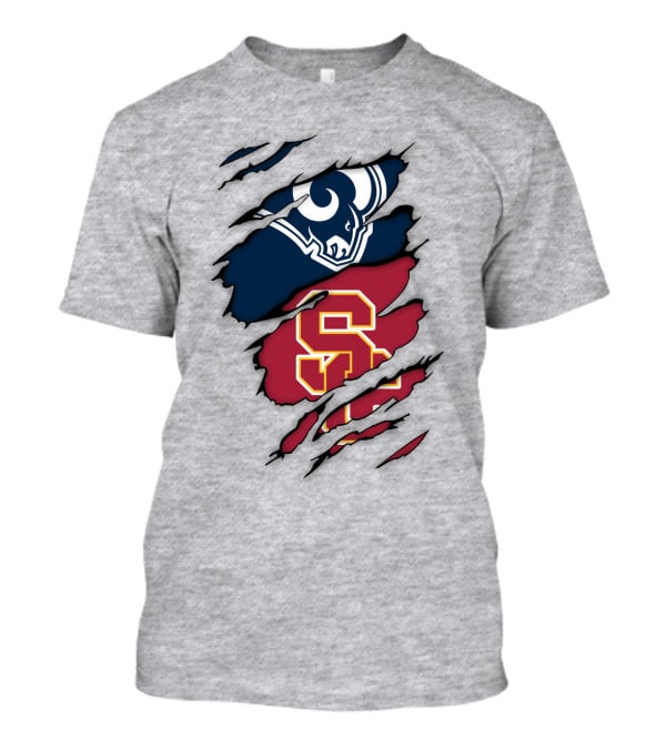 Los Angeles Rams Usc Trojans Logo Fusion T-Shirt