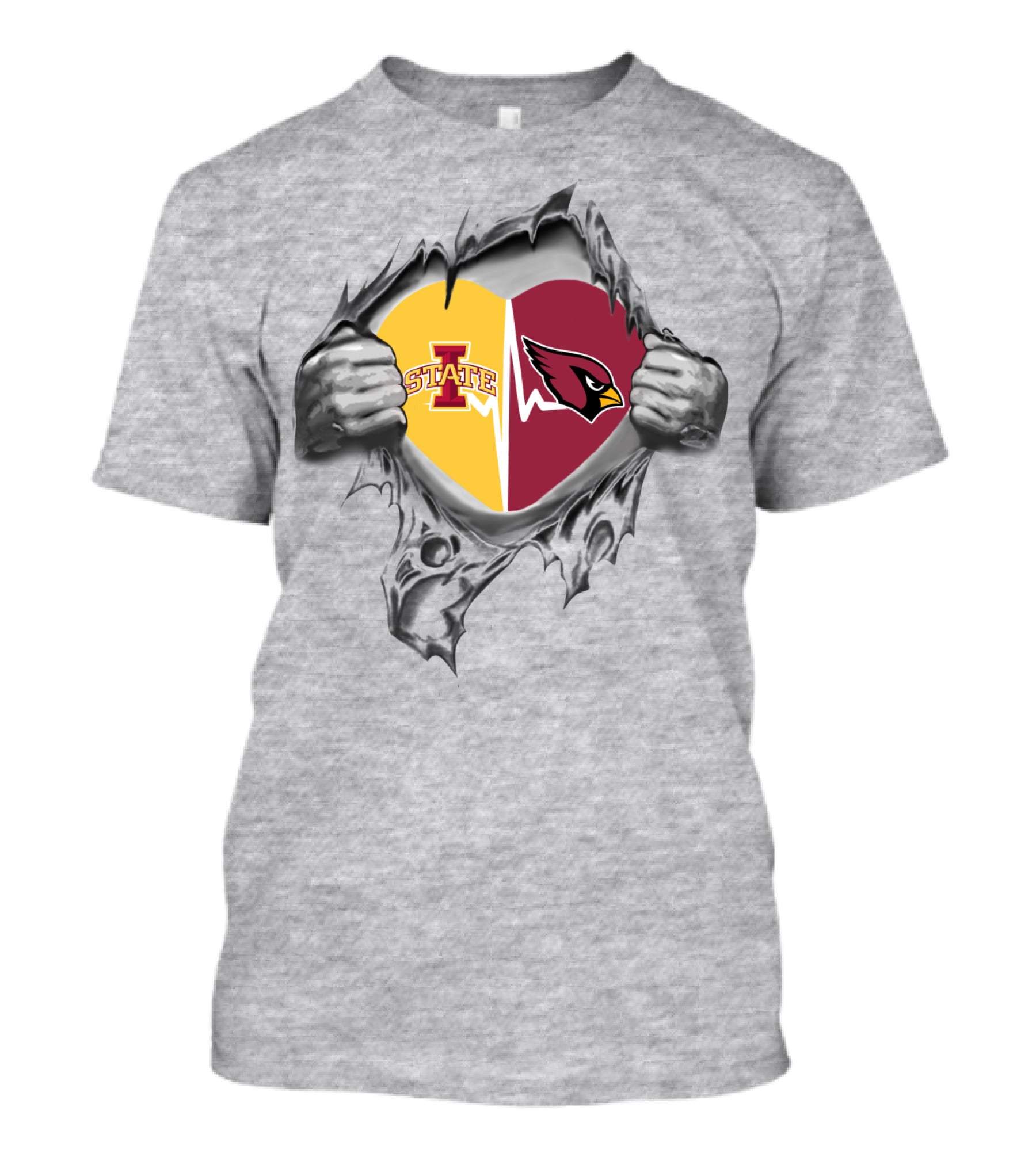 Iowa State Cyclones Arizona Cardinals Heart Fusion T-Shirt