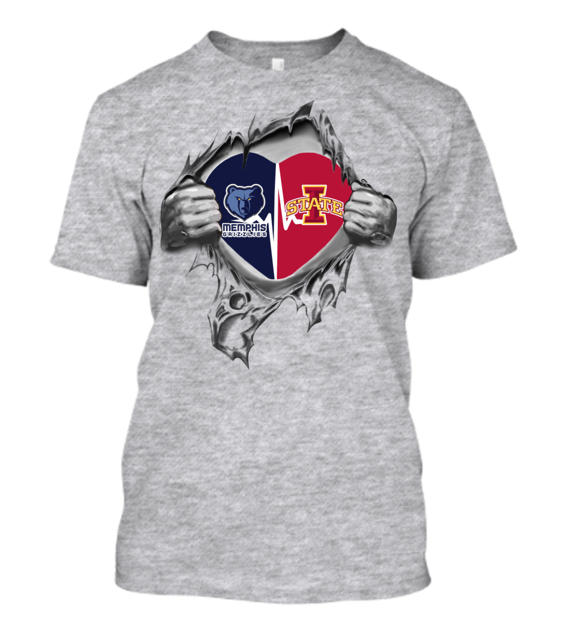 Memphis Grizzlies Iowa State Heart Logo Fusion T-Shirt