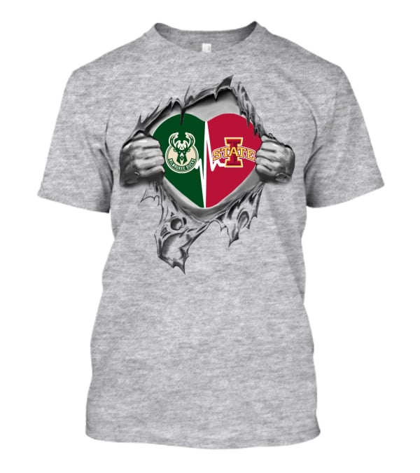 Milwaukee Bucks Iowa State Heart T-Shirt