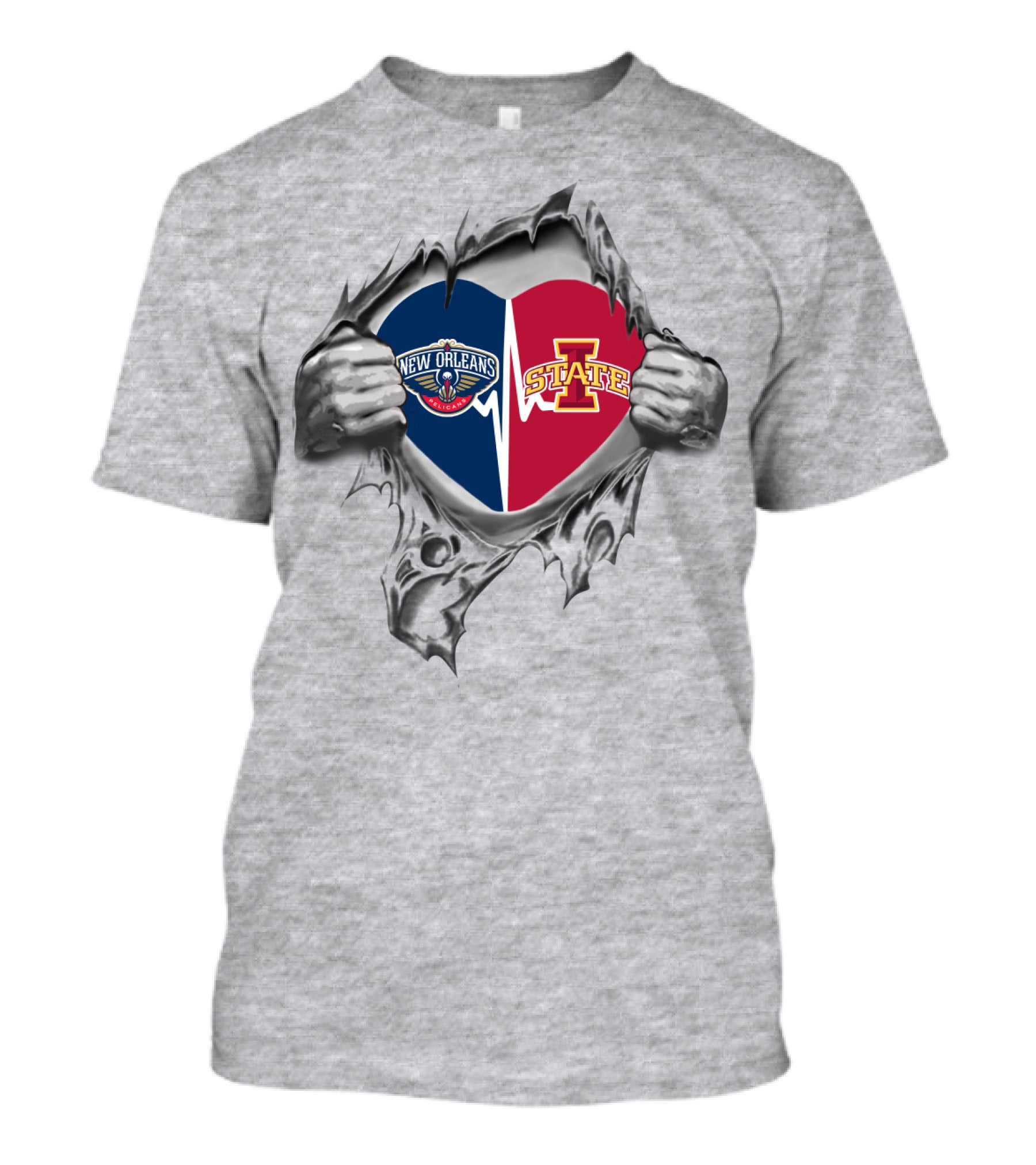 New Orleans Pelicans Iowa State Heart Rip T-Shirt