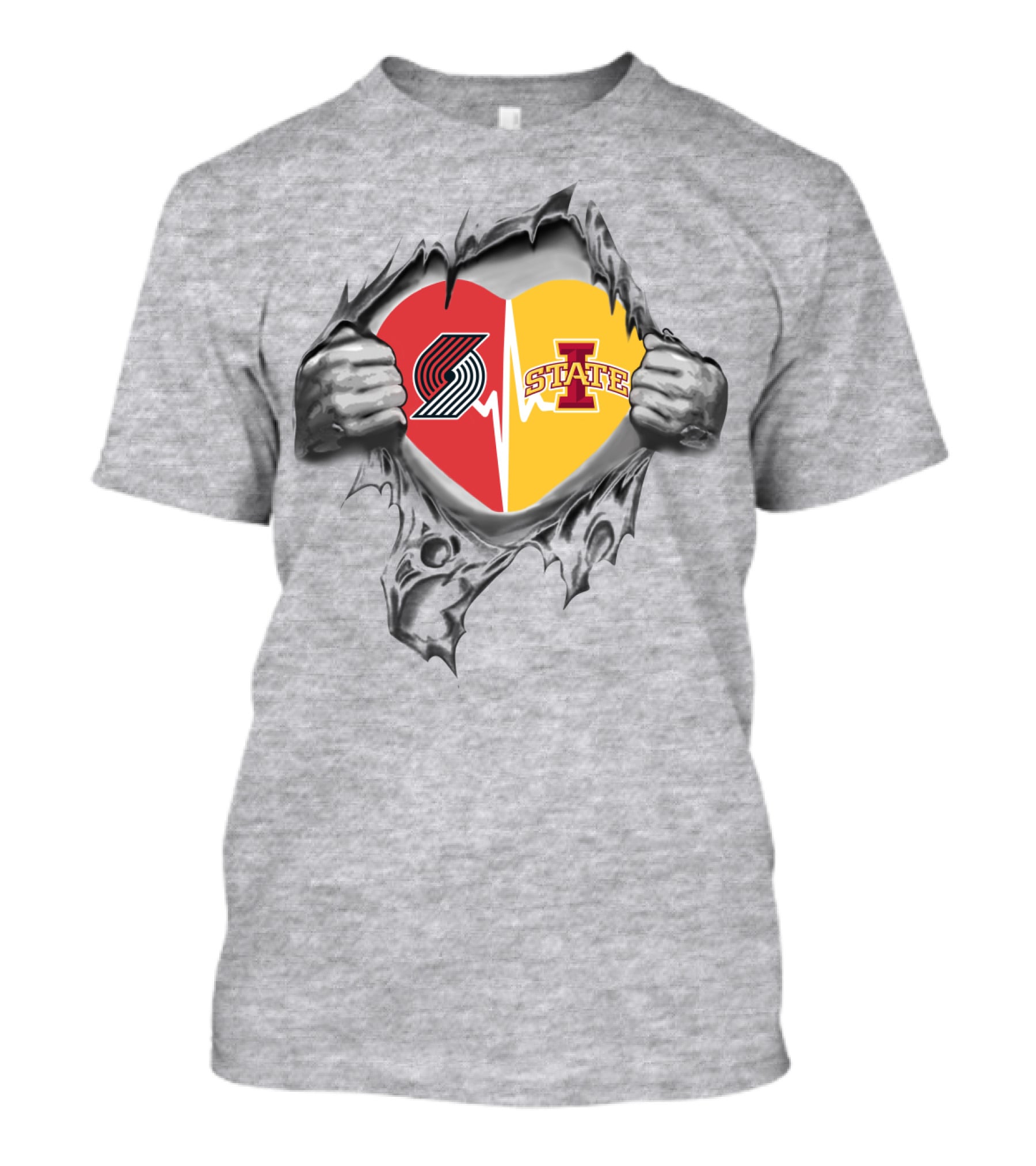 Iowa State Cyclones Portland Trail Blazers Split Heart T-Shirt