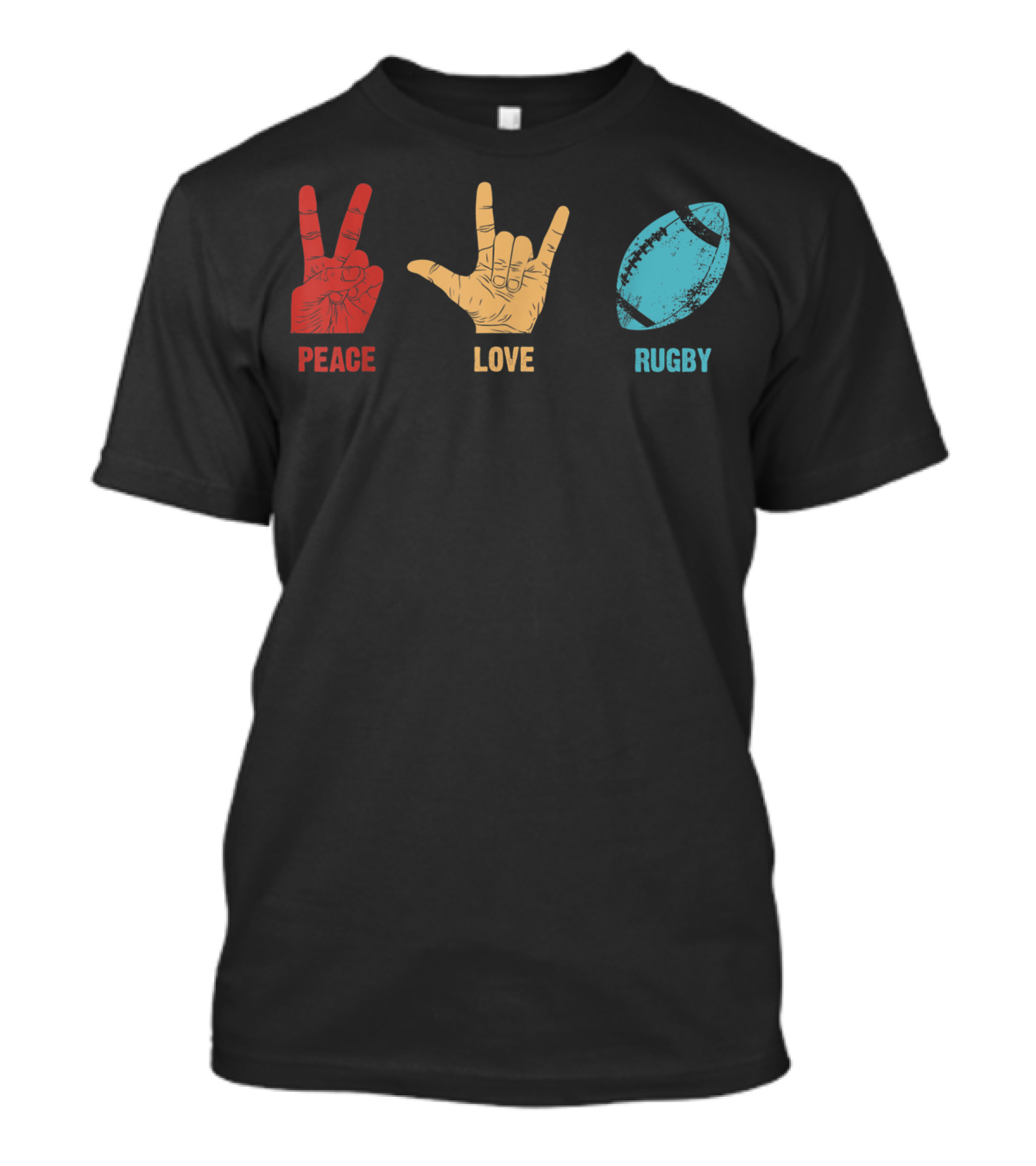 Peace Love Rugby Vintage Sport Lover Player T-Shirt