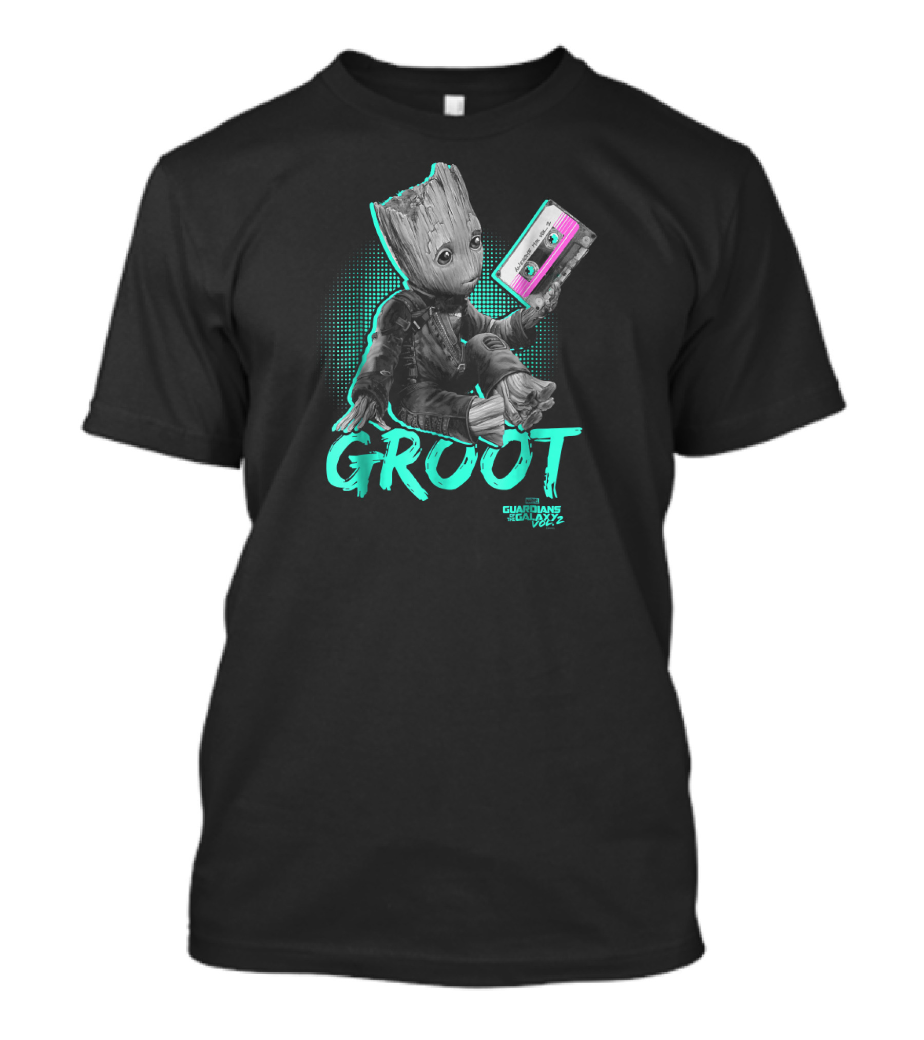 Guardians Of The Galaxy Vol. 2 Baby Groot Neon Cassette Tape T-Shirt