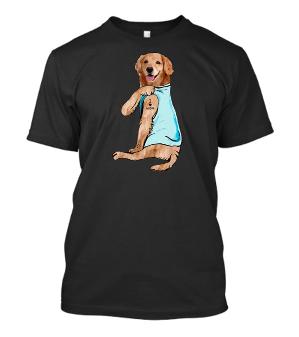 Golden Retriever I Love Mom Tattoo T-Shirt