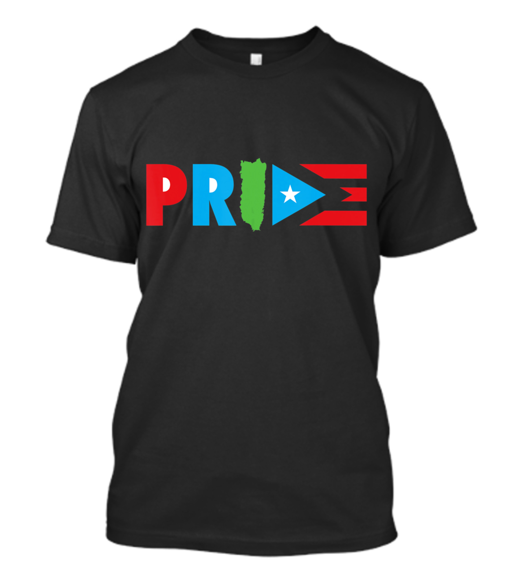 Pride Bandera Puerto Rico Flag Colors And Island Shape T-Shirt