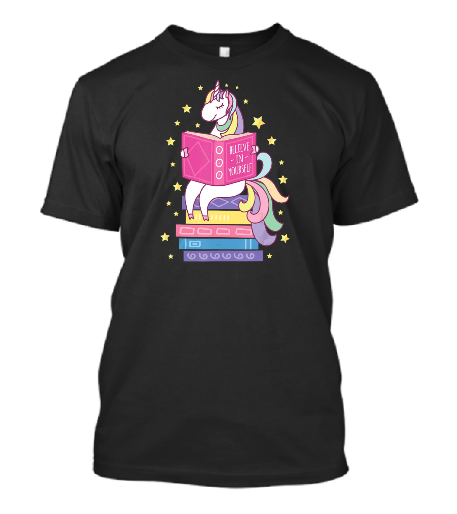 Believe In Yourself Unicorn Reading Library Books T-Shirt