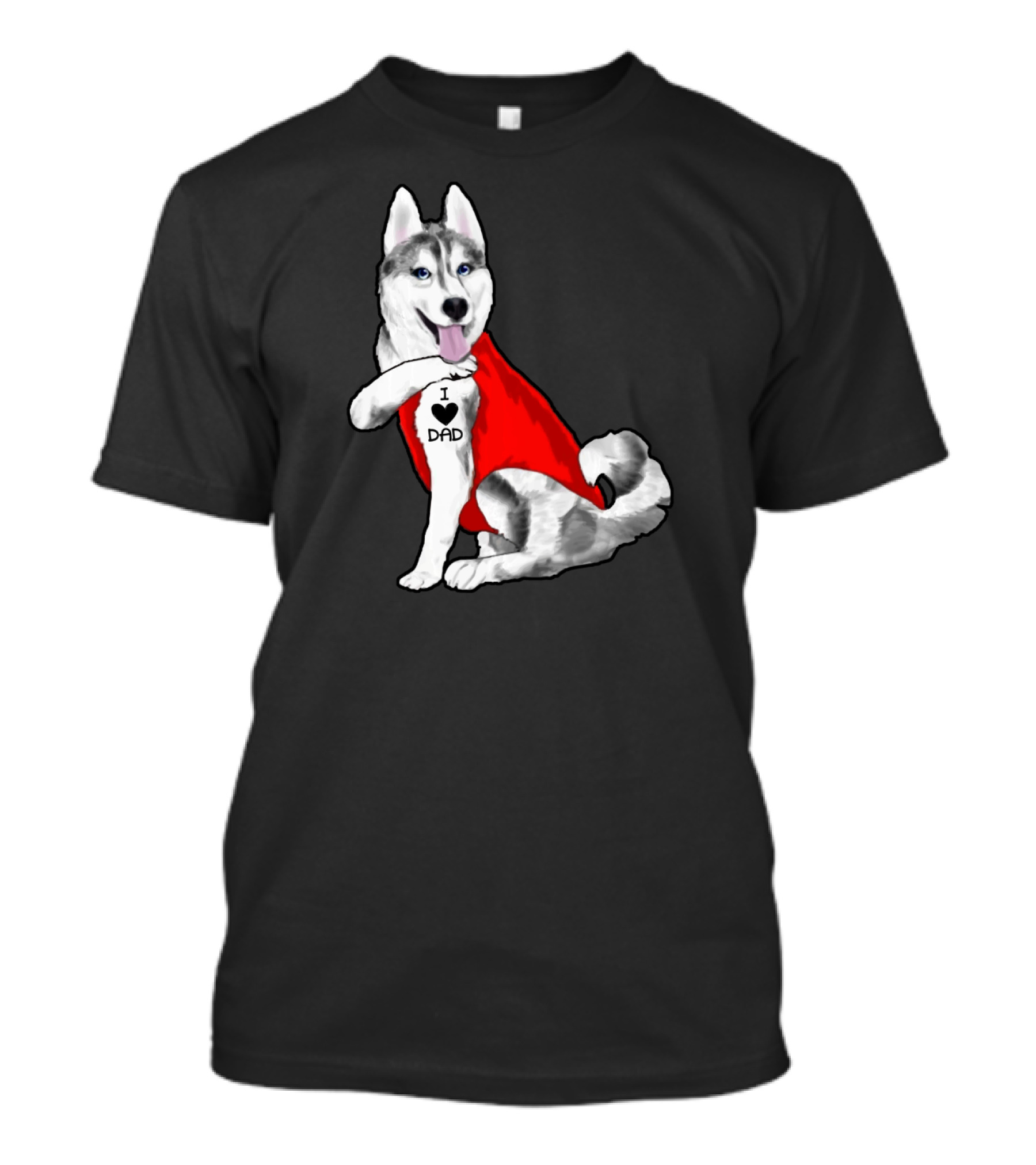 I Love Dad Husky Dog In Red Cape T-Shirt