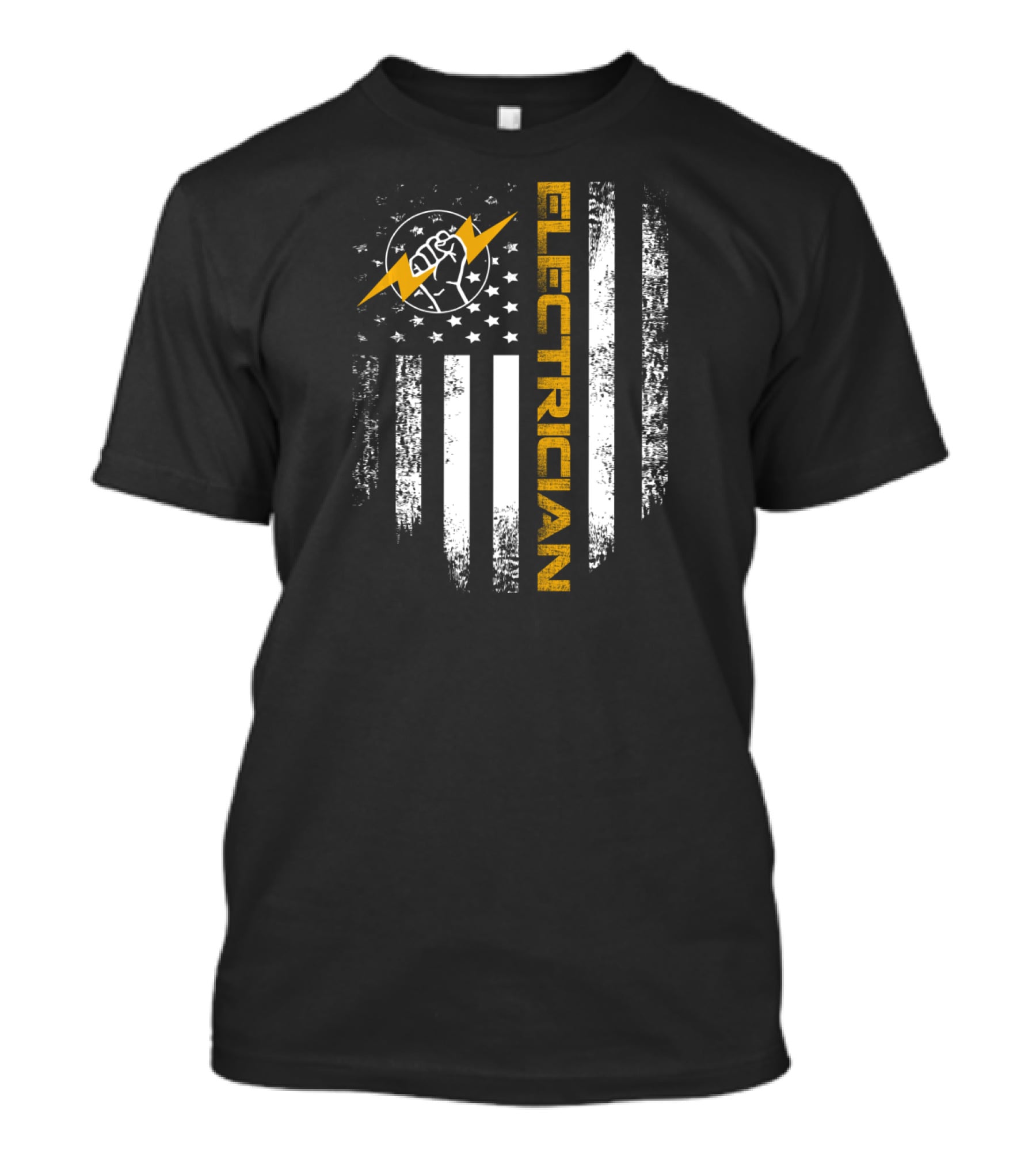 USA Flag Electrician Vintage Fist Lightning Bolt T-Shirt