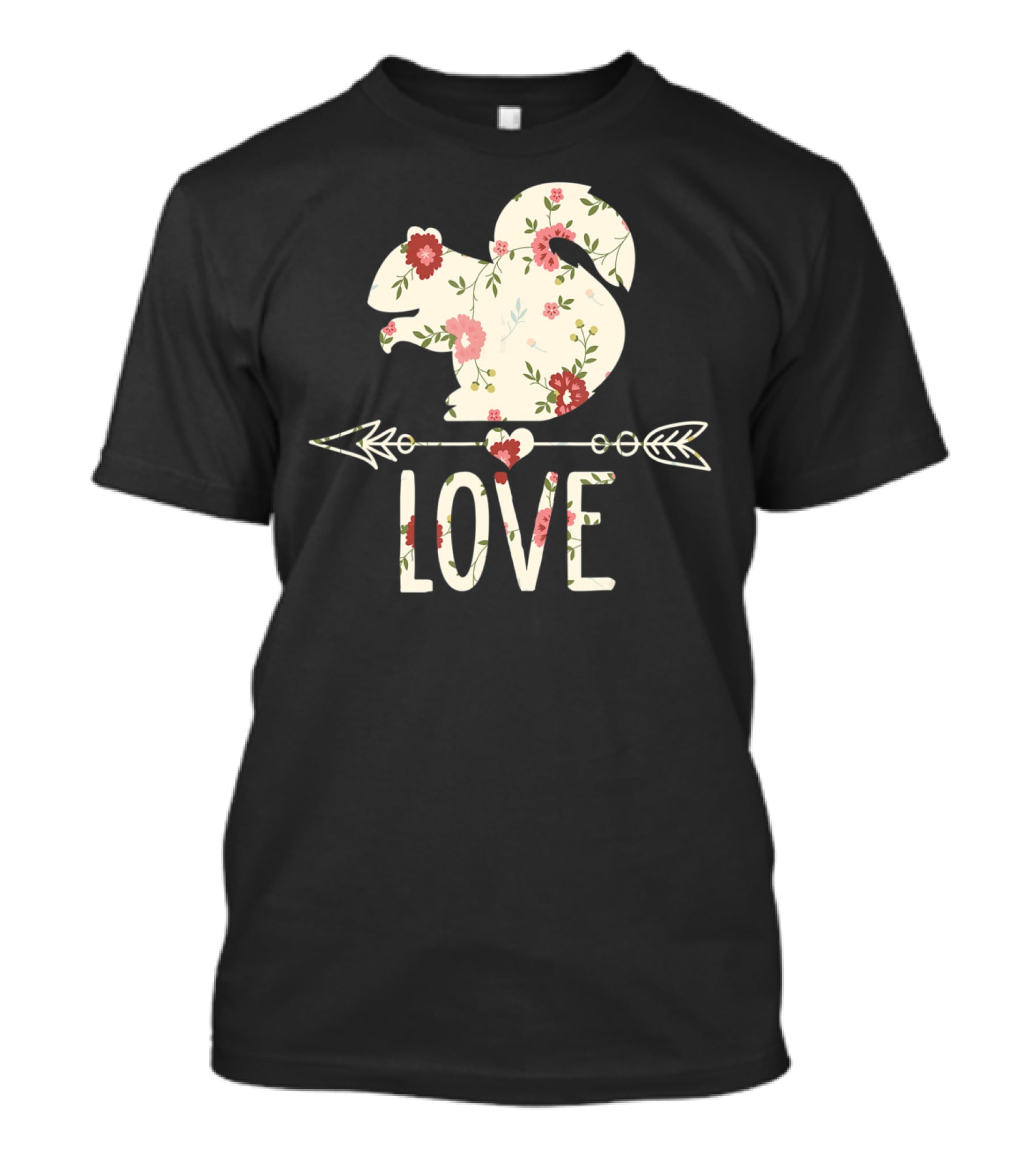 Love Squirrel Floral Vintage Flower Arrow T-Shirt